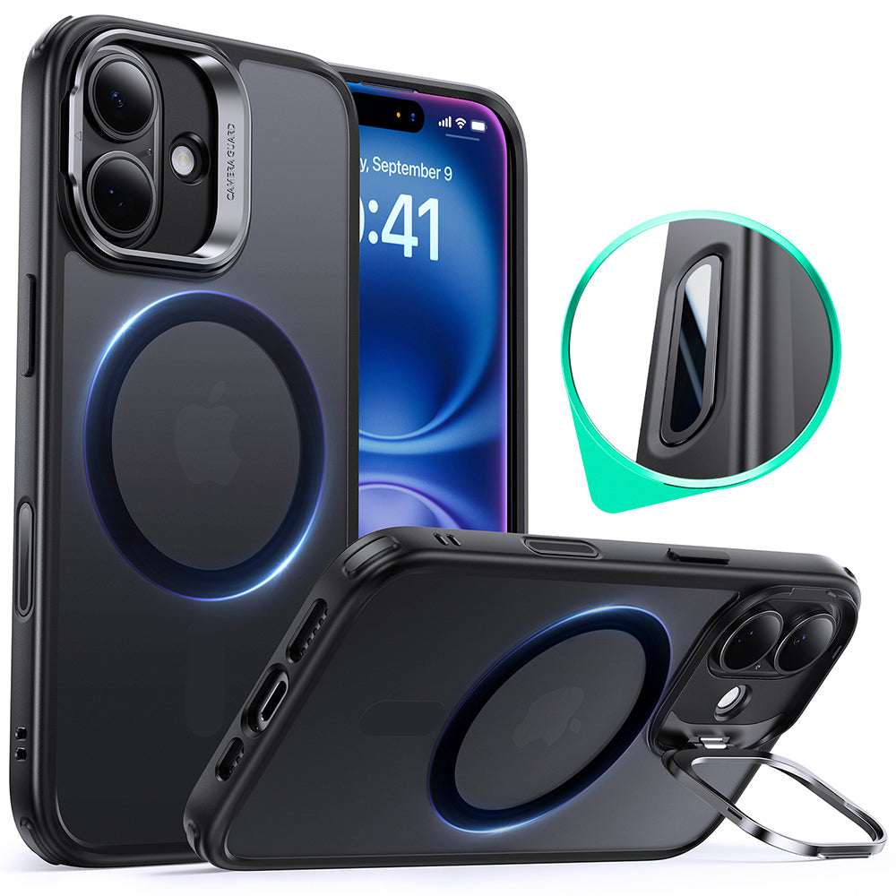 iPhone 16 Plus HaloLock Classic Hybrid Case (Camera Control, Stash Stand) - Frosted Black ESR