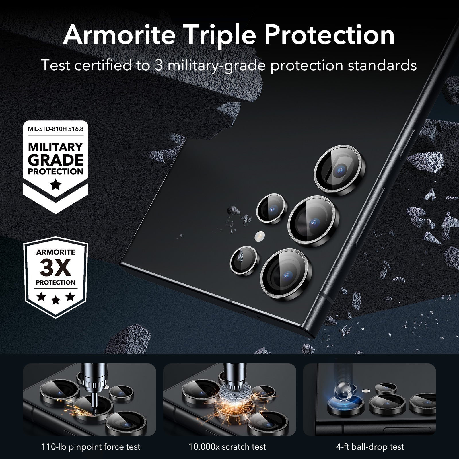 Galaxy S24 Ultra Armorite Camera Lens Protectors Set - Black ESR