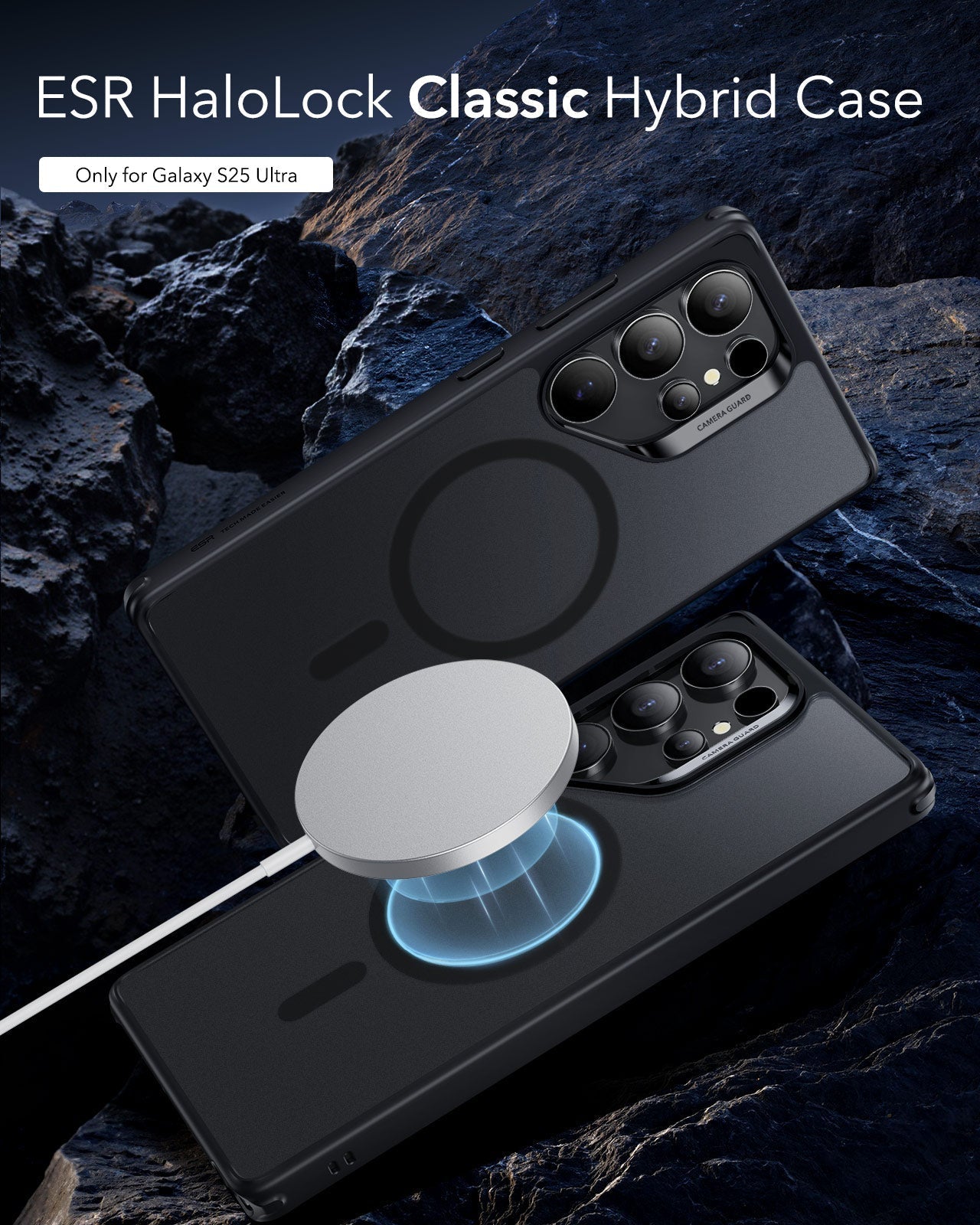 Galaxy S25 Ultra HaloLock Classic Hybrid Case - Frosted Black ESR