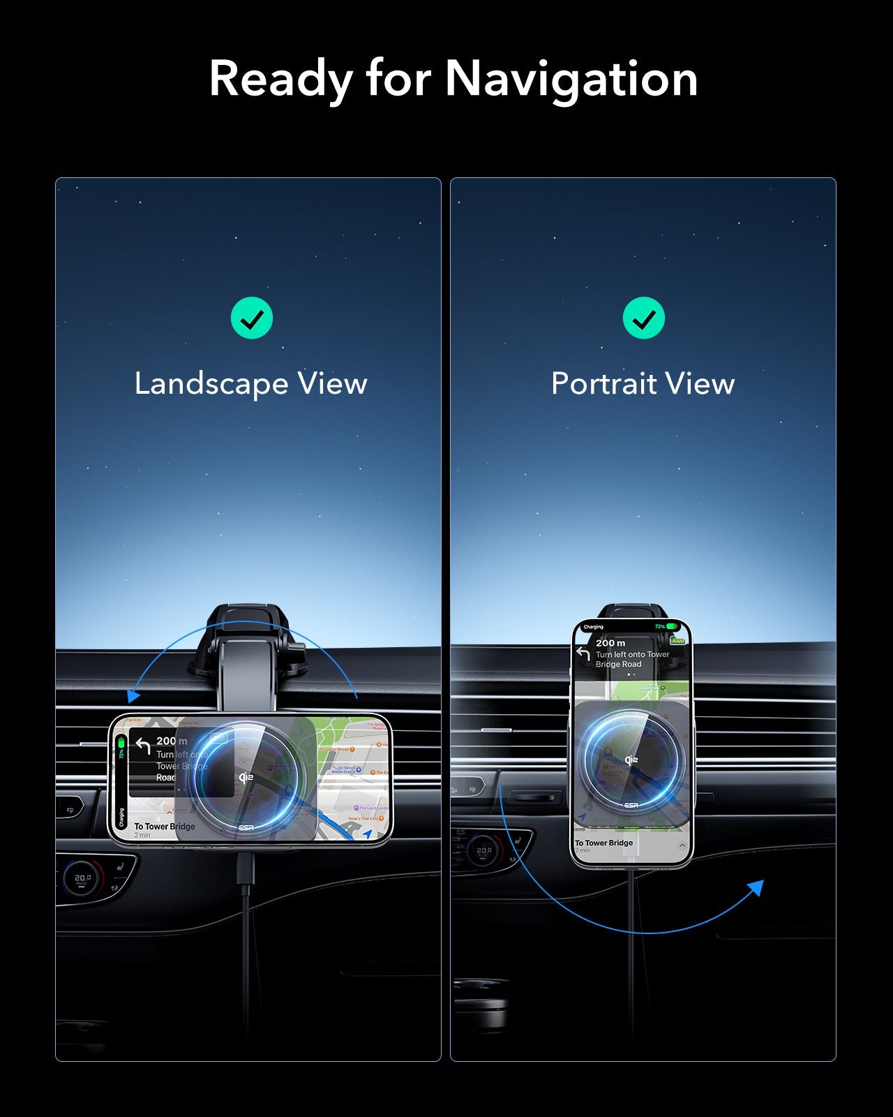 KF6 Qi2 Dashboard Wireless Car Charger with Low-Profile Mounting Arm