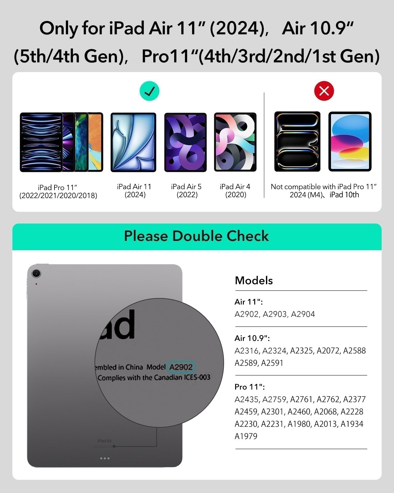 iPad Air 11" (2024) Rebound Magnetische Tastatur Hülle 360 - DE Layout-Black ESR