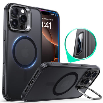 iPhone 16 Pro HaloLock Classic Hybrid Case (Camera Control, Stash Stand) - Frosted Black ESR