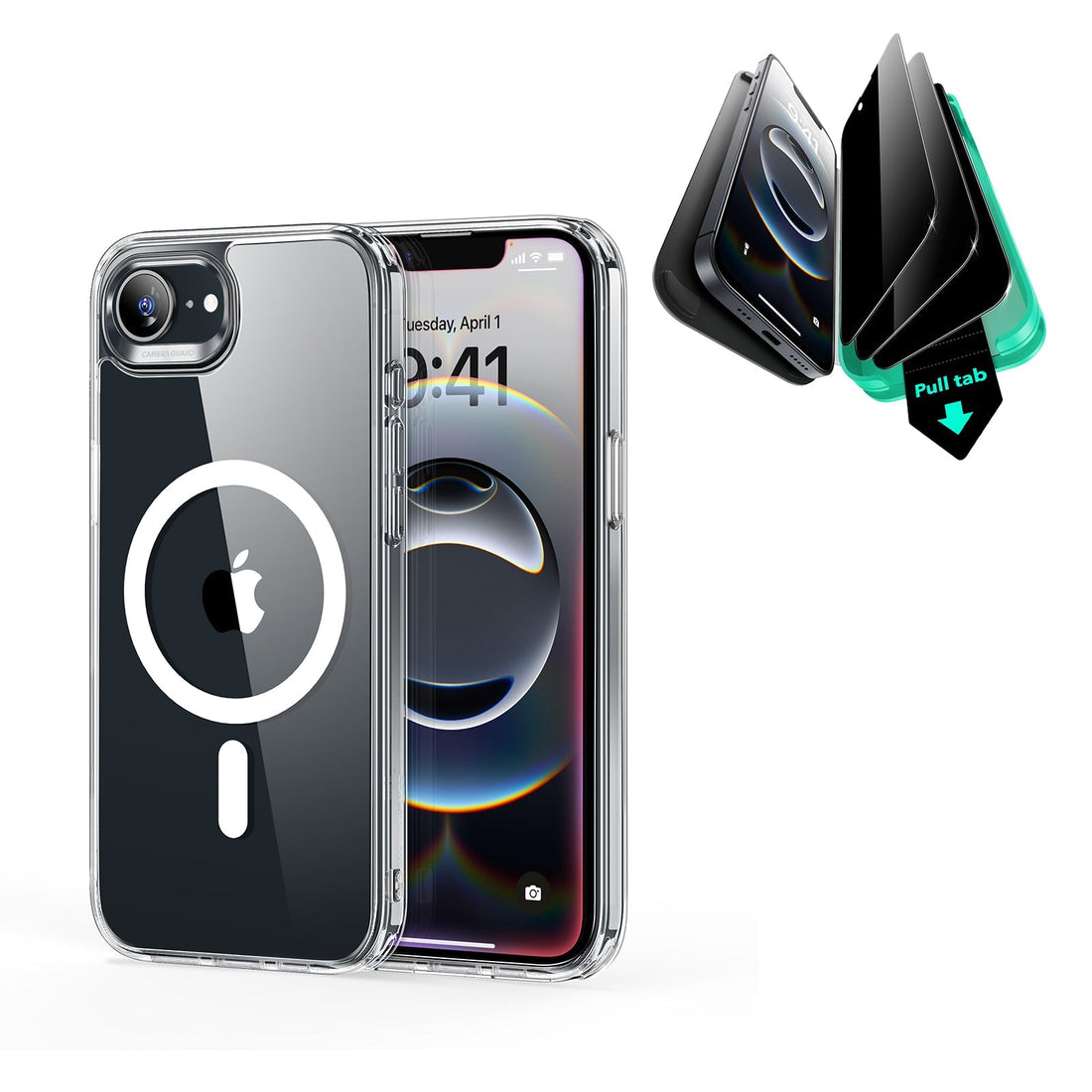 iPhone 16e HaloLock Classic Hybrid Case Privacy Protection Bundle - Clear ESR