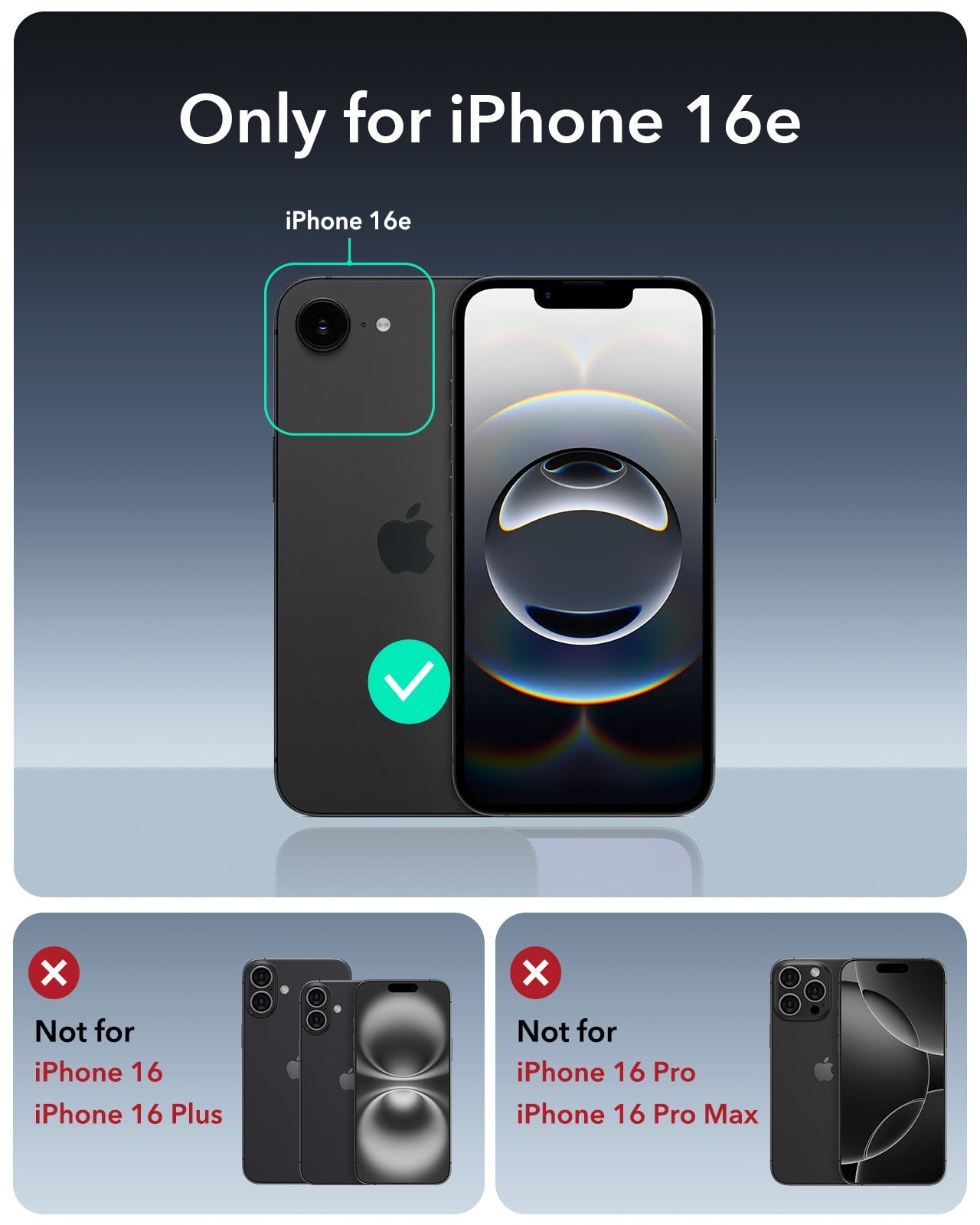 iPhone 16e HaloLock Cyber Tough Case Privacy Protection Bundle - Black - ESR