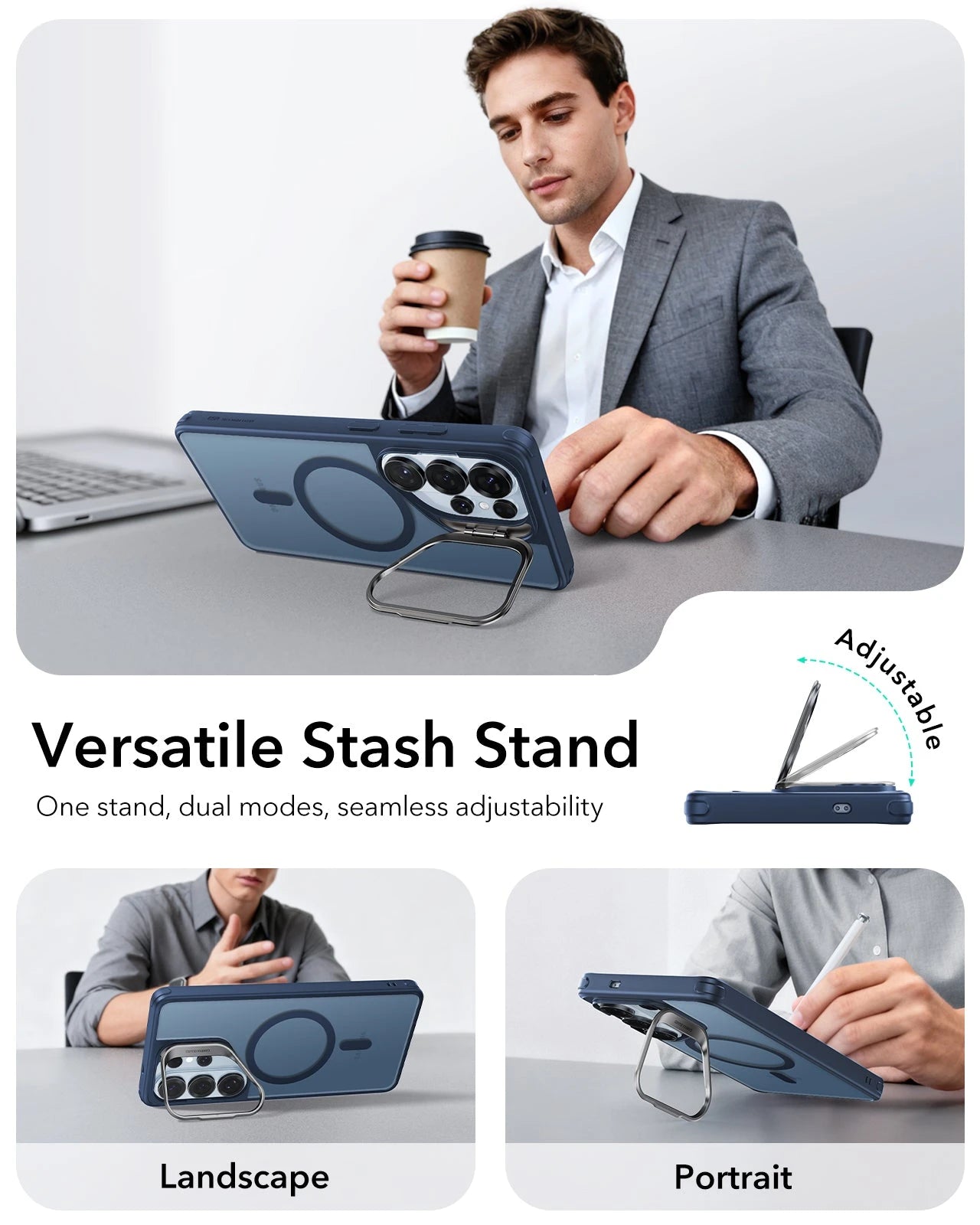 Samsung Galaxy S26 Ultra Classic Hybrid Magsafe Case with Stand Frosted Blue Versatile Stash Stand