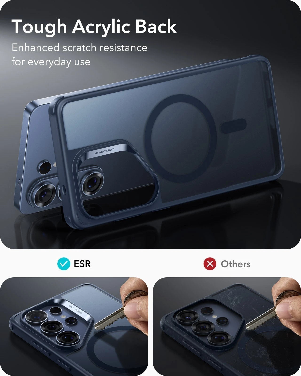 Samsung Galaxy S26 Ultra Classic Hybrid Magsafe Case Clear Frosted Blue Tough Acrylic Black