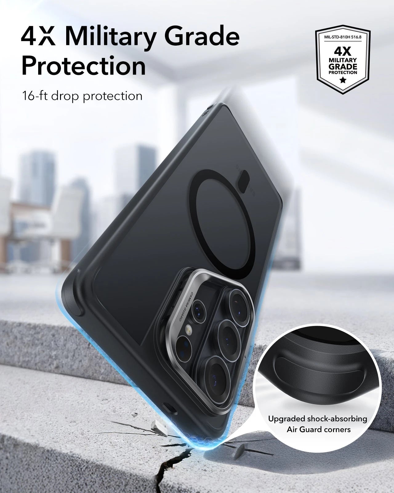 ESR Samsung Galaxy S26 Ultra Classic Hybrid Magsafe Case with Stand Frosted Black 4X Military Grade Protection