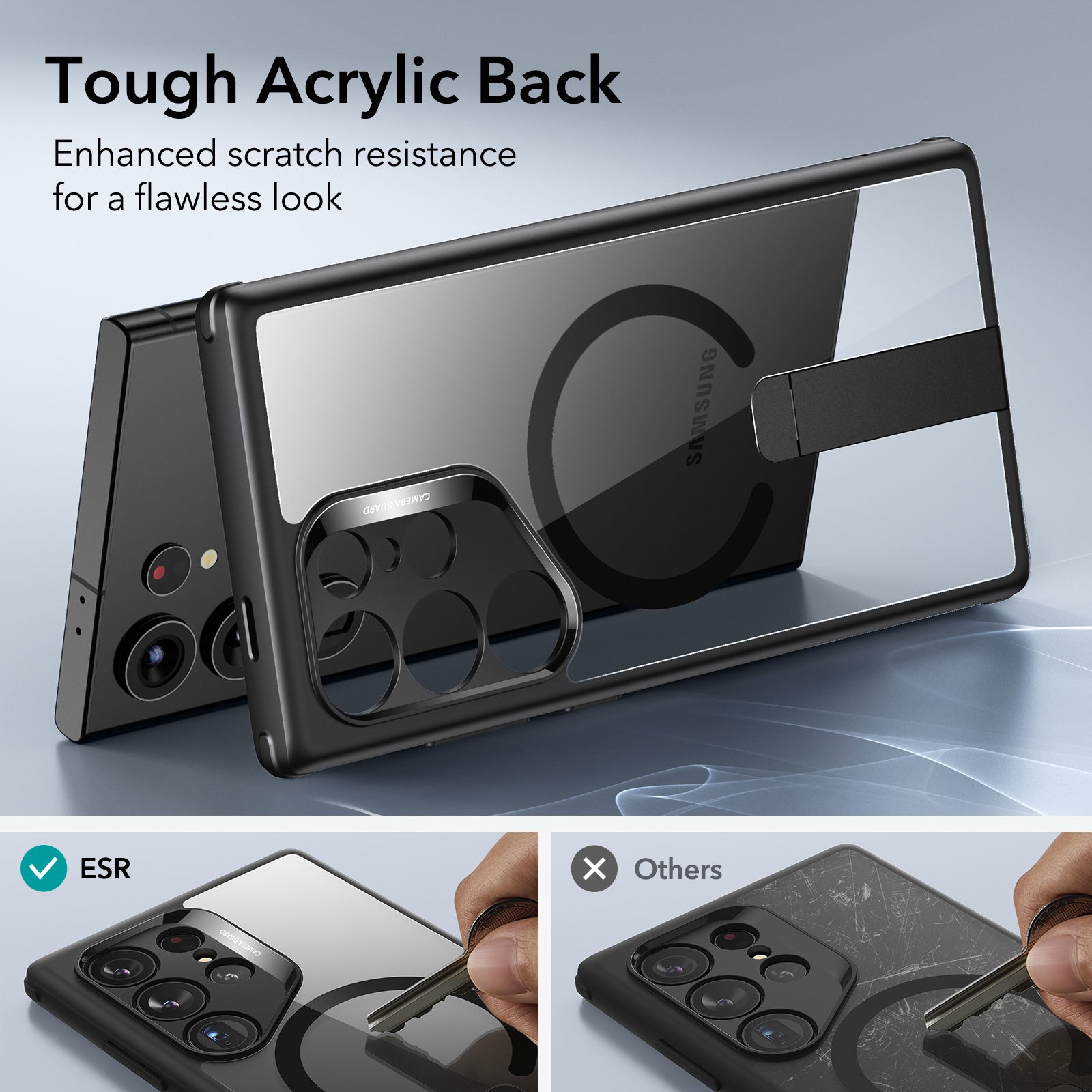 Galaxy S24 Ultra Boost Flickstand Case (HaloLock) - Clear Black ESR