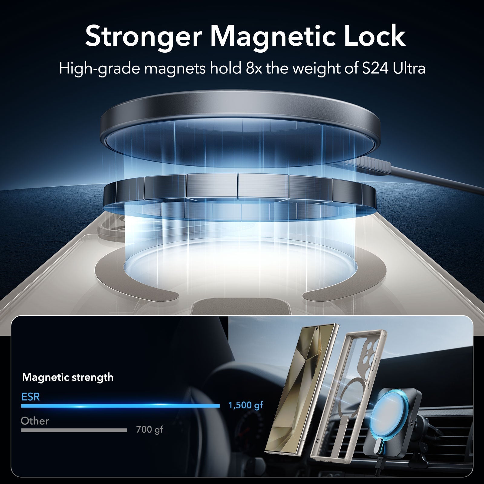 Galaxy S24 Ultra Boost Flickstand Case (HaloLock) - Clear Grey ESR