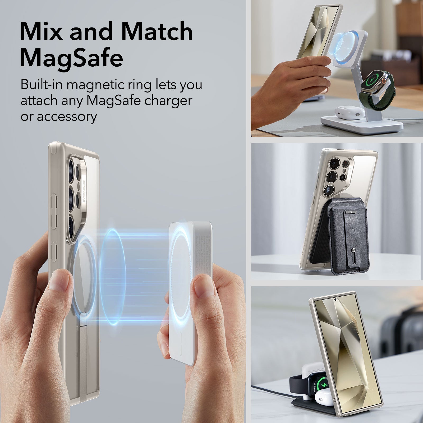 Galaxy S24 Ultra Boost Flickstand Case (HaloLock) - Clear Grey ESR