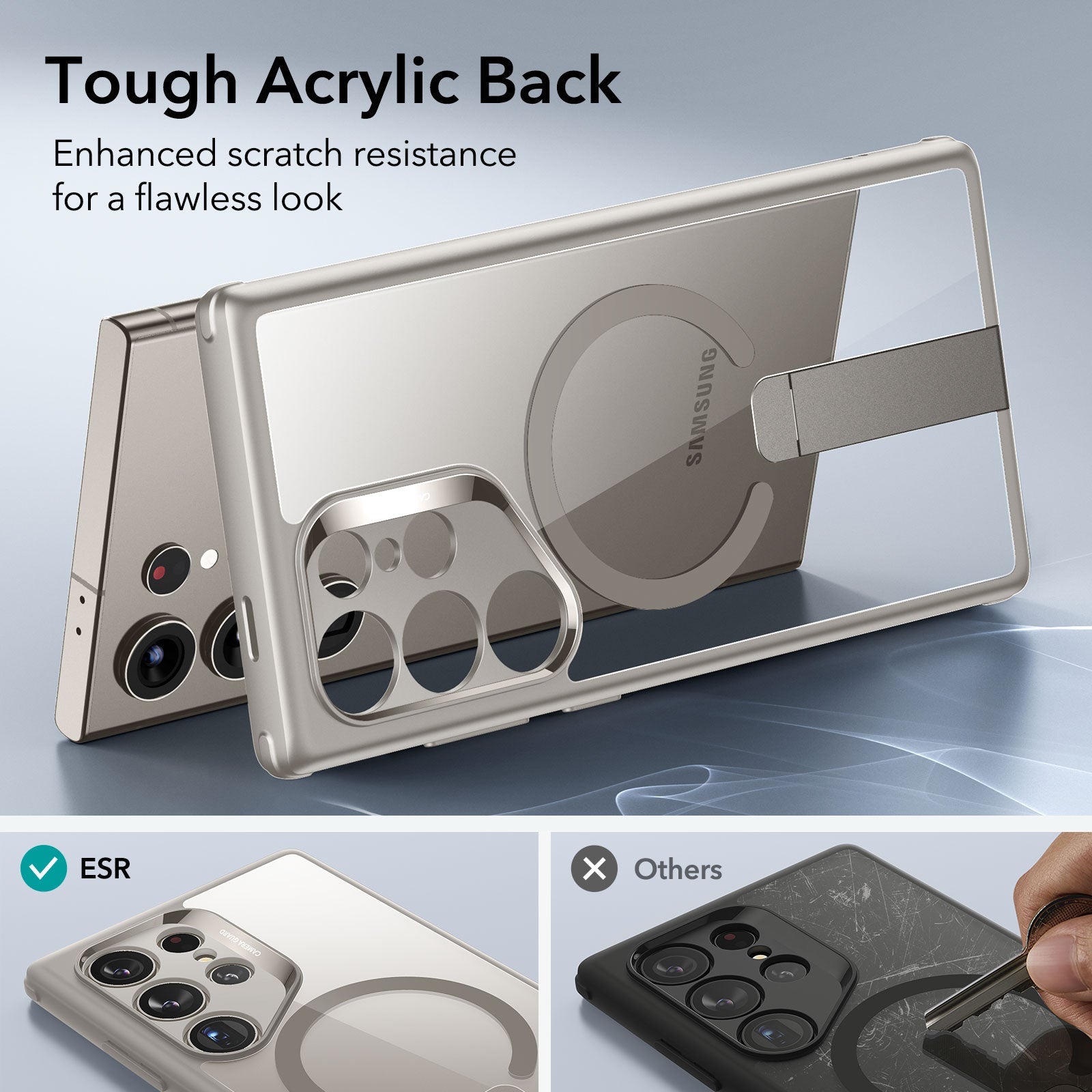 Galaxy S24 Ultra Boost Flickstand Case (HaloLock) - Clear Grey ESR