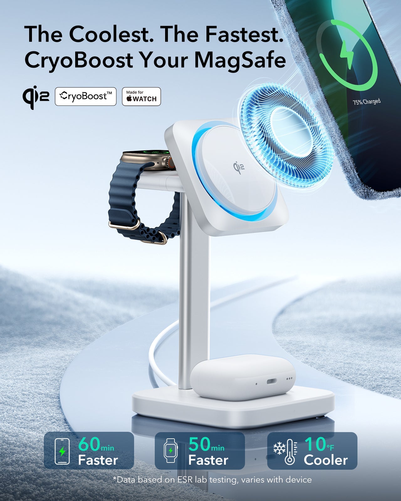 KF1Qi2 3 in 1 MagSafe Charger Station with CryoBoost HaloLock