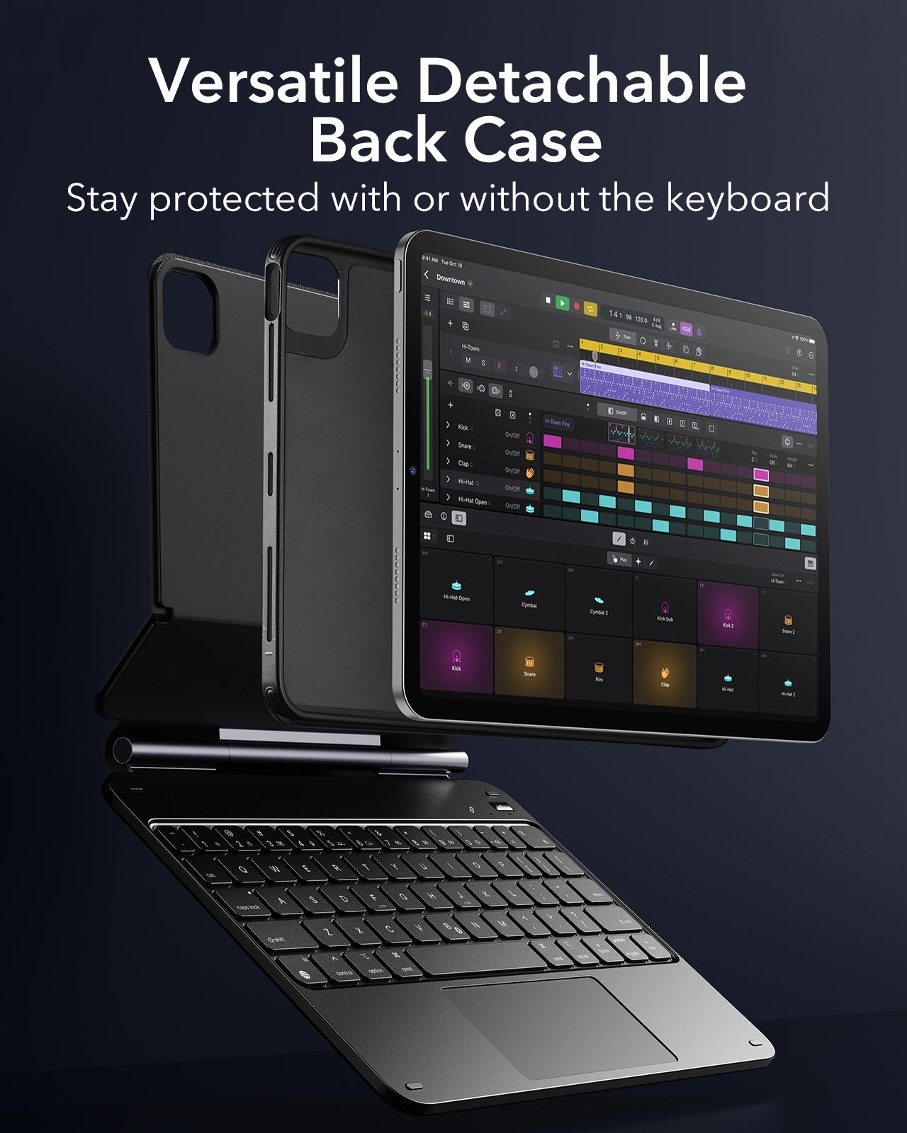 KF3-Rebound Magnetic Keyboard Case 360 for iPad Air 11” (2024), iPad Air 10.9” (5th/4th), and iPad Pro 11” (4th/3rd/2nd/1st)