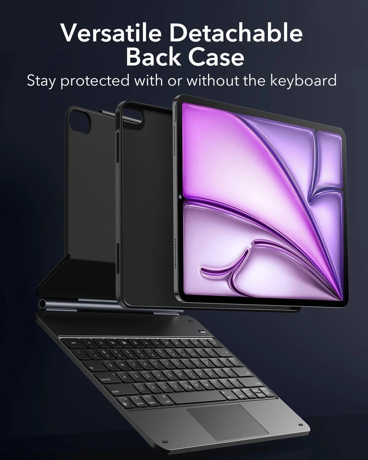 iPad Air 13â€?(2025) Rebound Magnetic keyboard case with Versatile Detachable Back Case