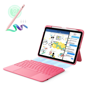 iPad 11" (A16) 2025 Flex Keyboard Case (Detachable) With Geo Pencil Bundle  - US Layout Pink With Pink Pencil