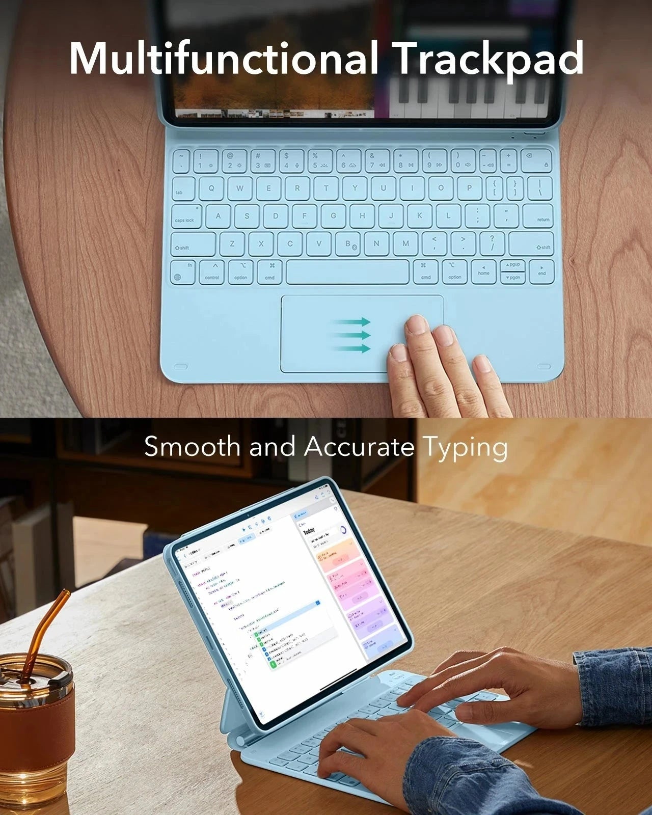 Blue keyboard case and digital pencil