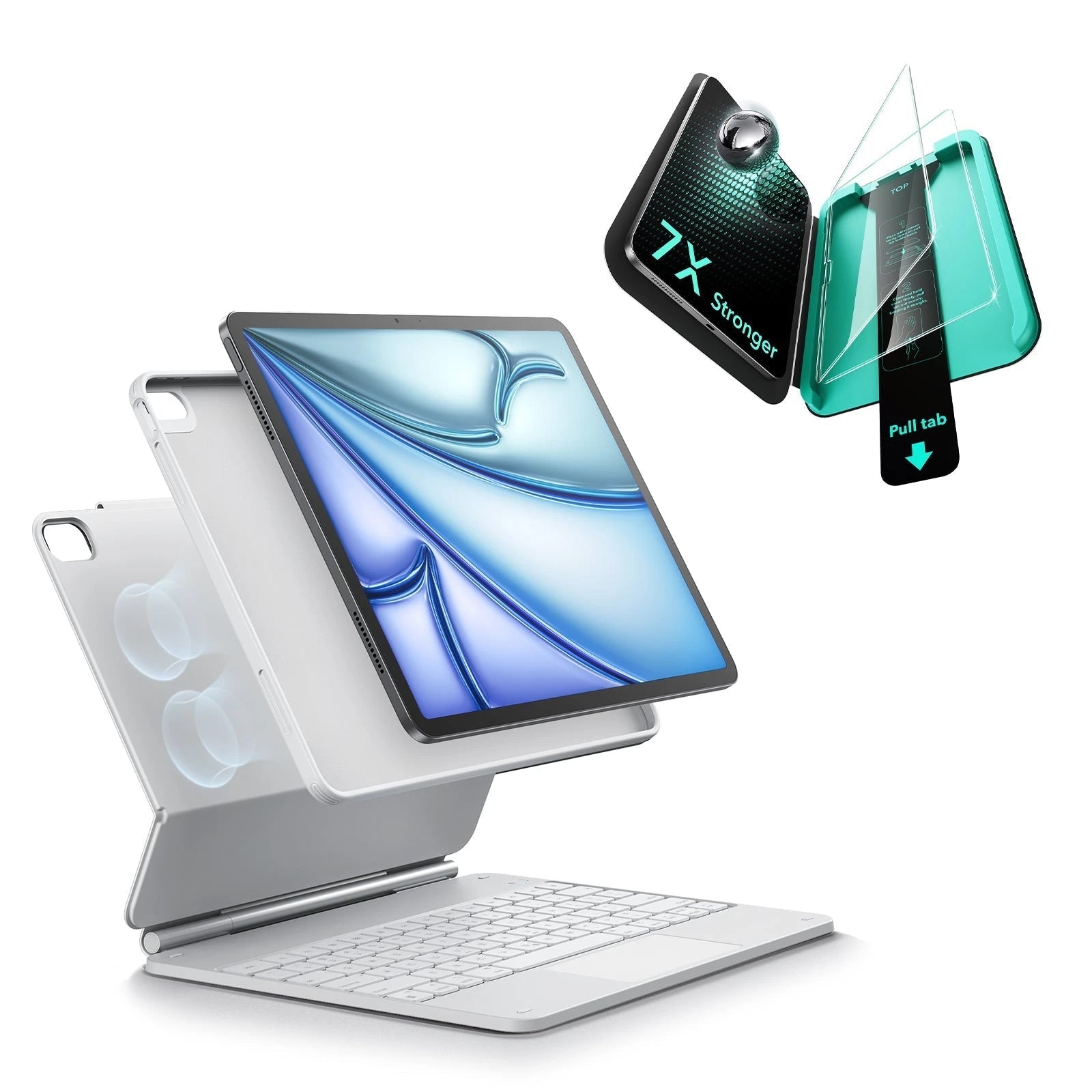 iPad Air 11" (M4) 2026 Bundle Rebound Magnetic Keyboard Case 360 & Screen Protectors-US-Layout-White ESR ESR