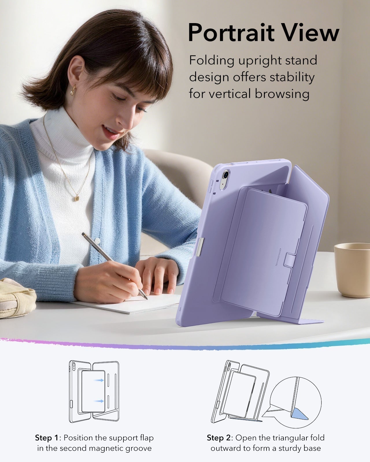 iPad Air 11" (M4) 2026 Flip Magnetic Case with Pencil Holder - Light Purple ESR ESR