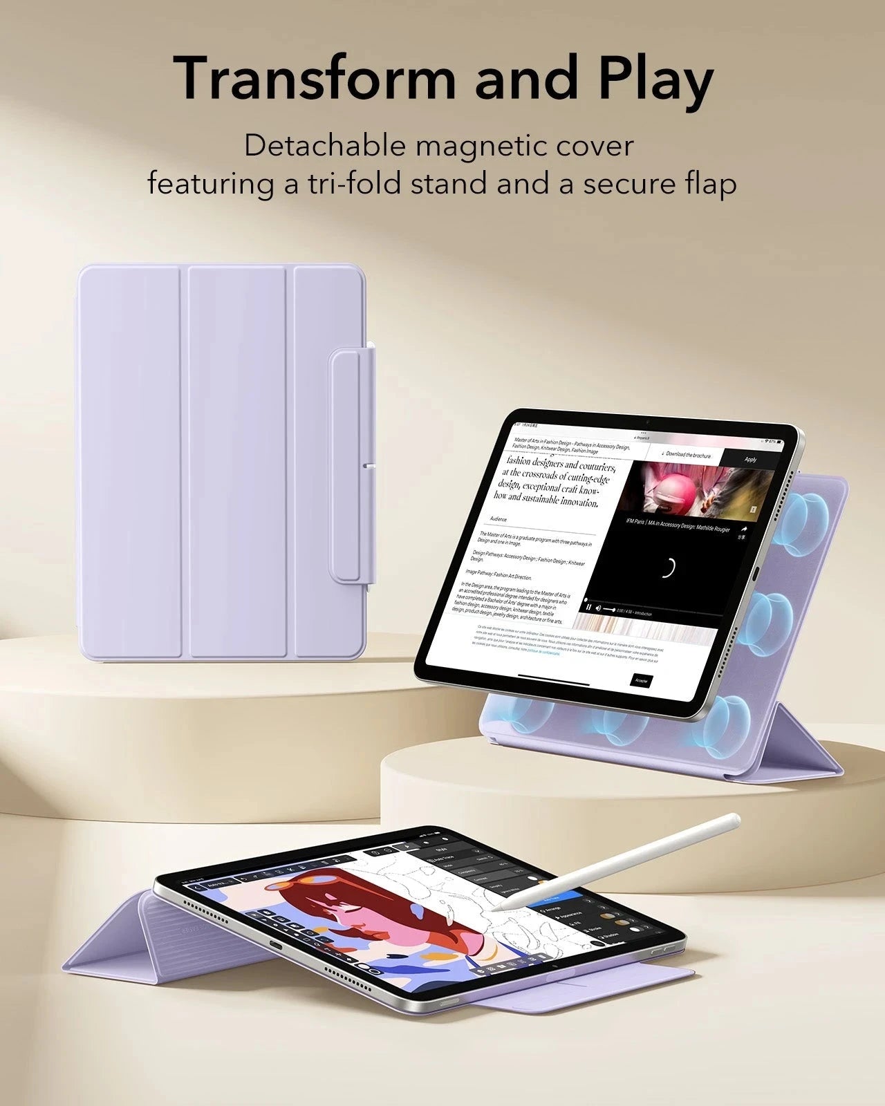 iPad Air 11" (M4) 2026 Rebound Magnetic Case - Light Purple ESR ESR