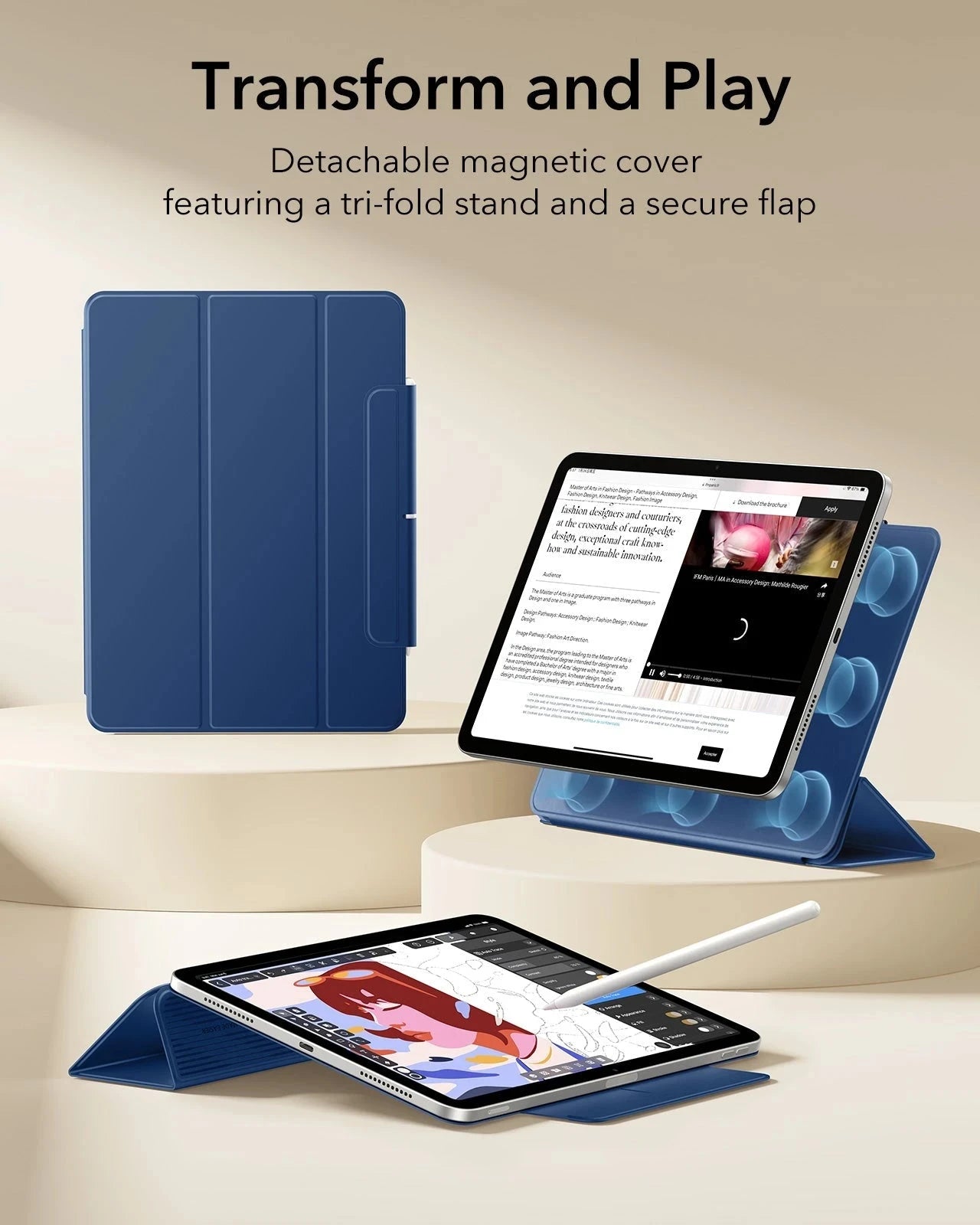 iPad Air 11" (M4) 2026 Rebound Magnetic Case - Navy Blue ESR ESR