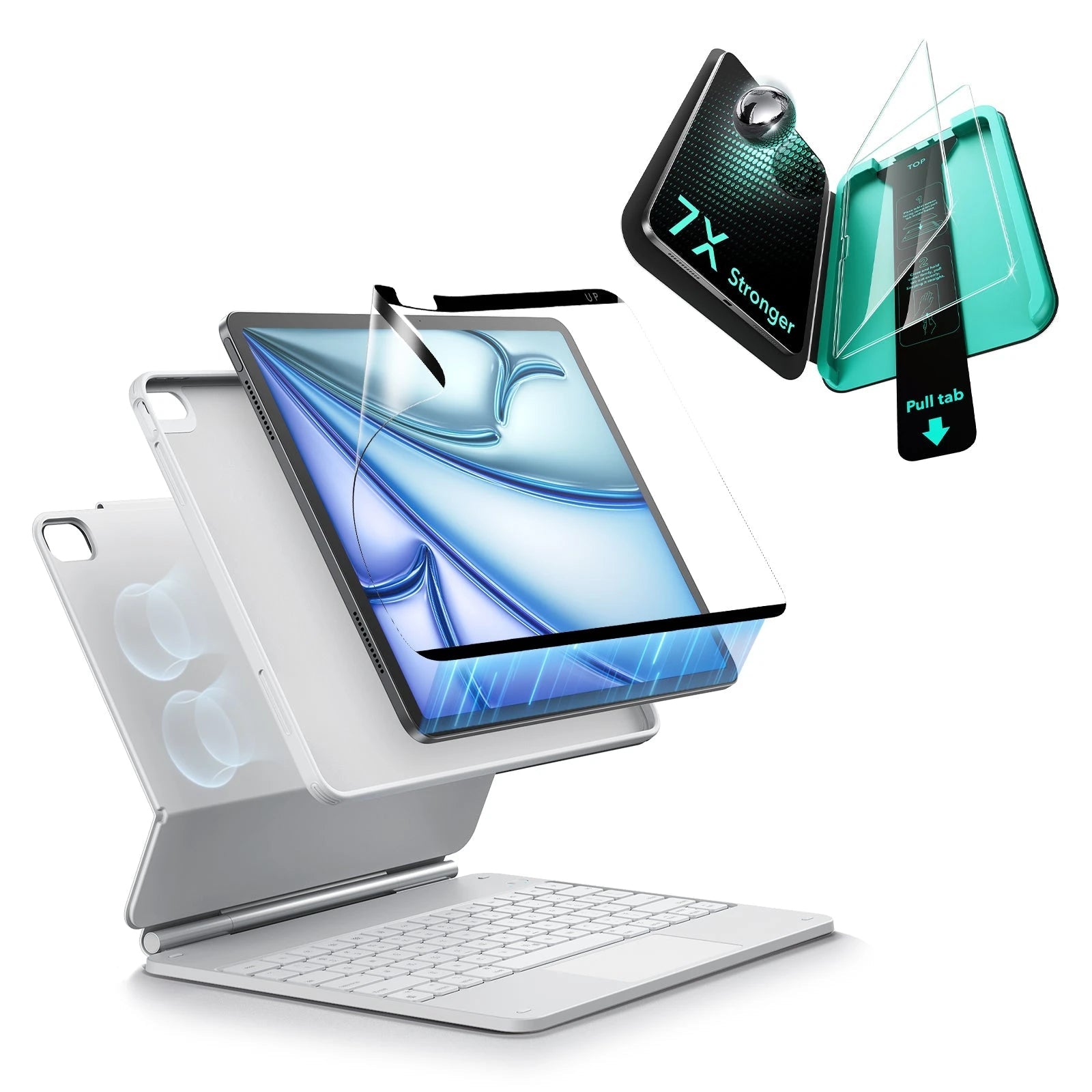 iPad Air 11" (M4, 2026) Bundle Rebound Magnet-Tastaturhülle 360° + Armorite & Paper-Feel Displayschutz-DE Layout-White ESR ESR