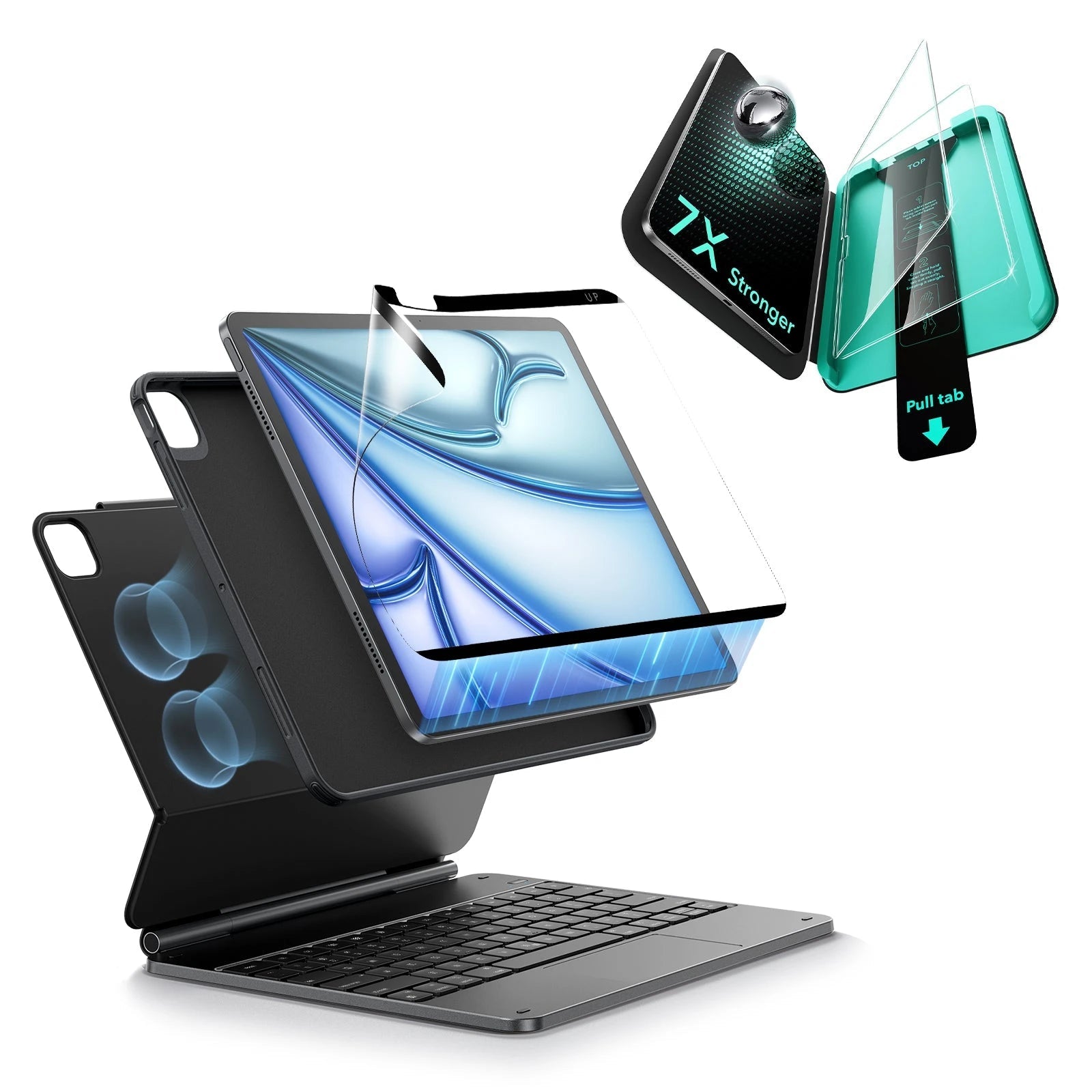 iPad Air 11" (M4, 2026) Bundle Rebound Magnet-Tastaturhülle 360° + Armorite & Paper-Feel Displayschutz