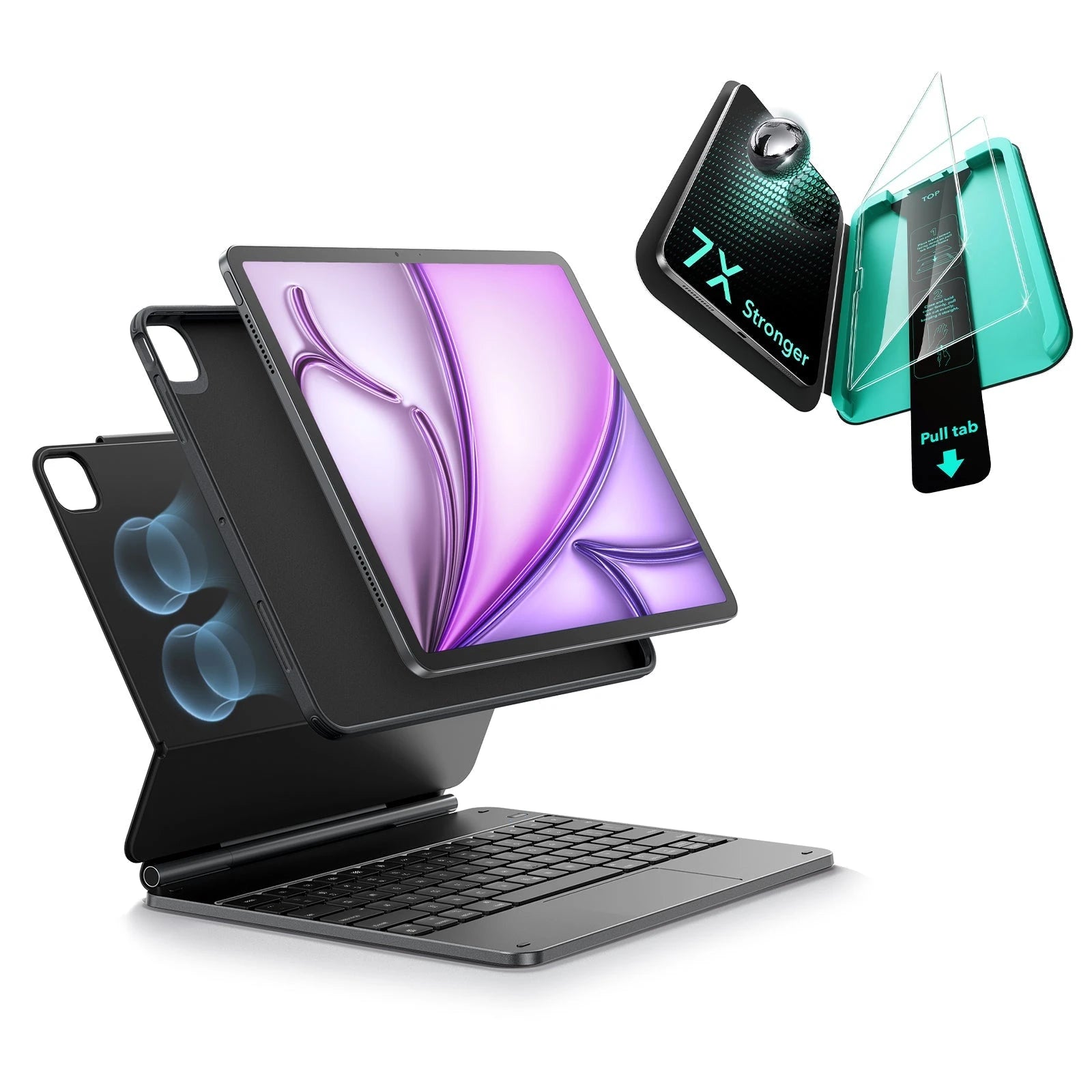 Black iPad Air 13-inch (M4) Rebound Magnetic 360 Total protection | ESR UK