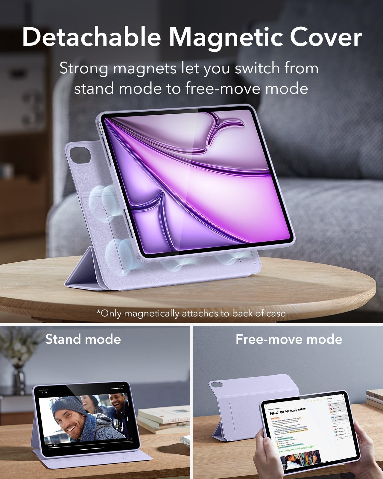 iPad Air 13" (M4) 2026 Rebound Hybrid Case 360 - Light Purple ESR ESR