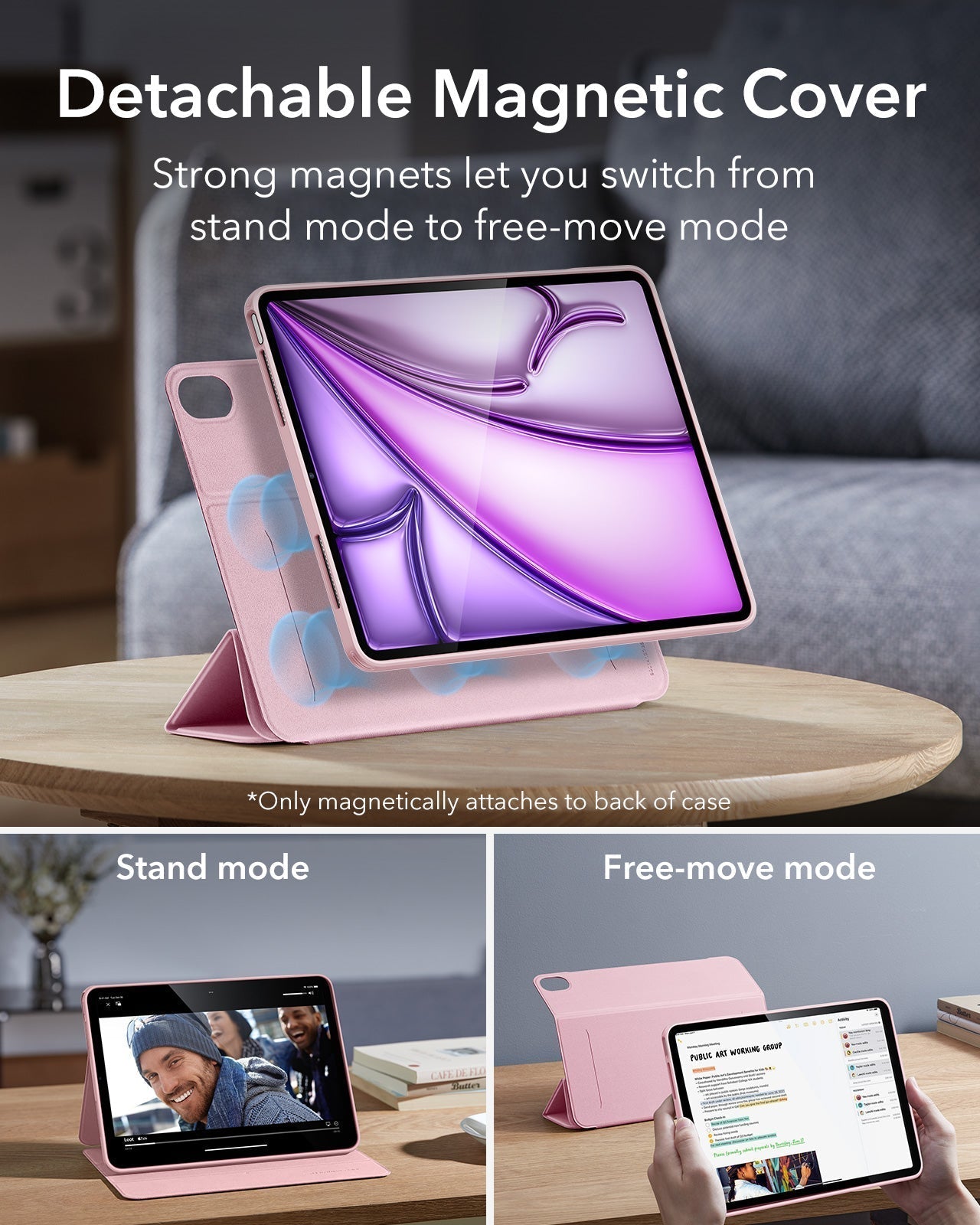 iPad Air 13" (M4) 2026 Rebound Hybrid Case 360 - Pink ESR ESR