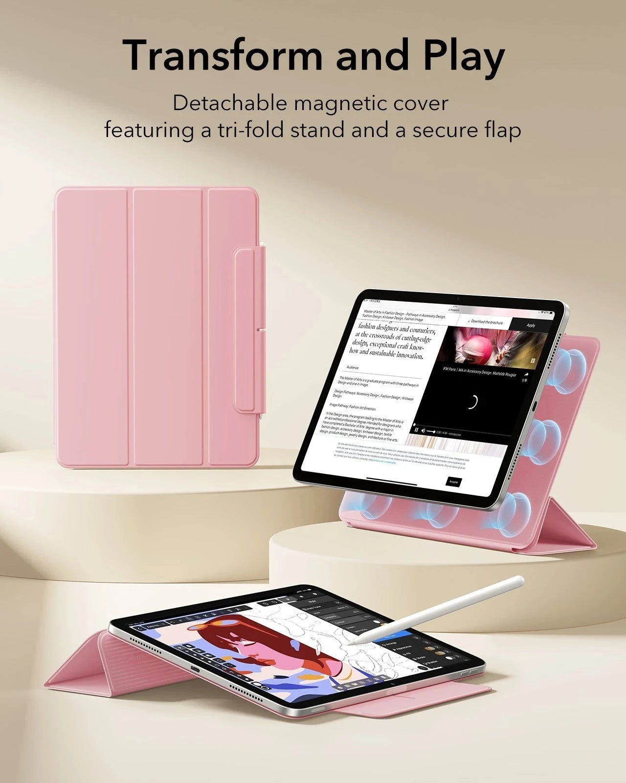 iPad Air 13" (M4) 2026 Rebound Magnetic Case - Pink ESR ESR