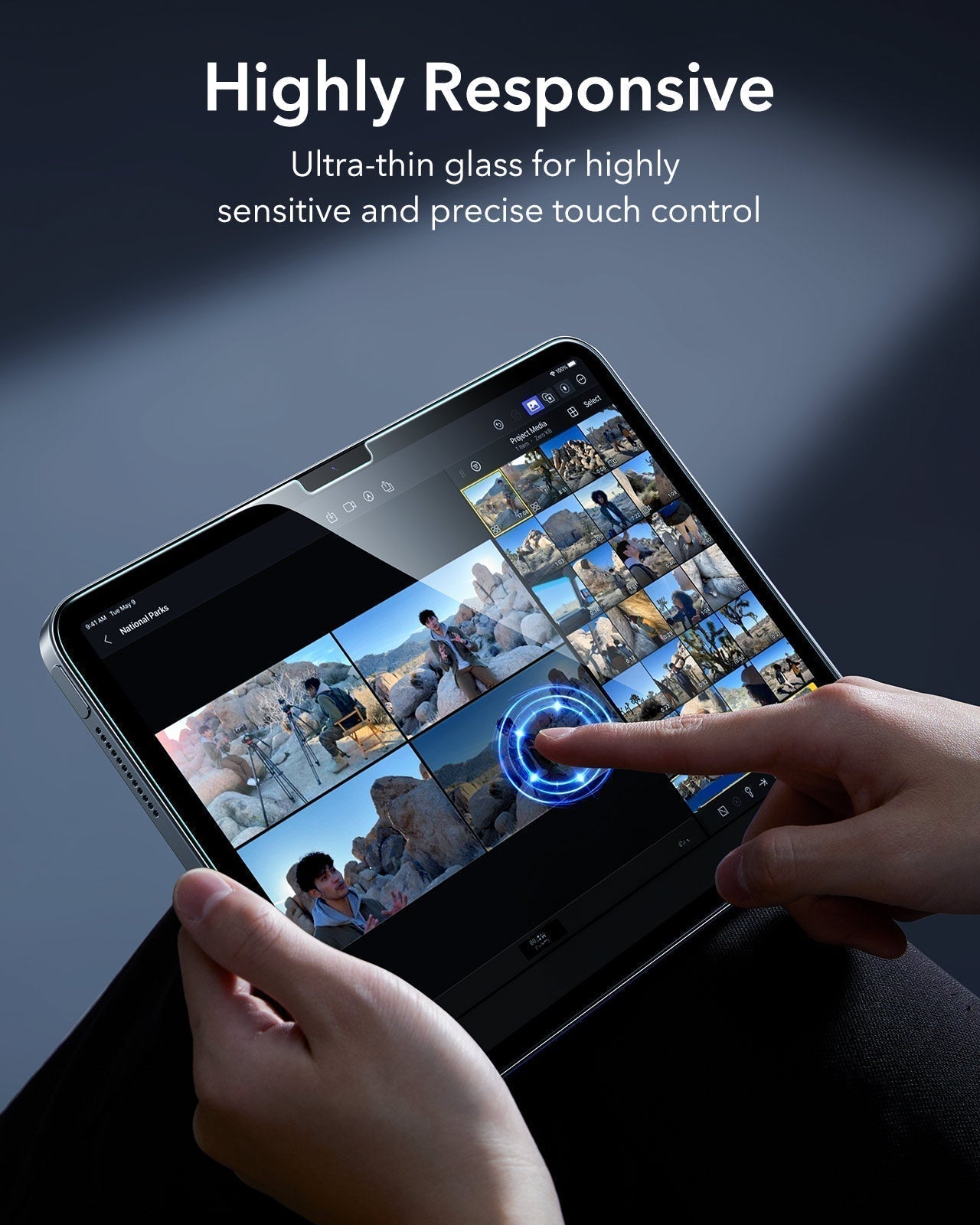 Highly Responsive ultra-thin glass for highly sensitive and precise touch control