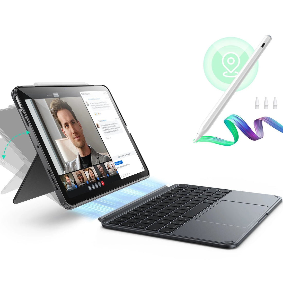 iPad Air 13â€?(M4) 2026 Shift Keyboard Case (Detachable) with Geo Digital Pencil Bundle -UK Layout-Dark Gray ESR ESR