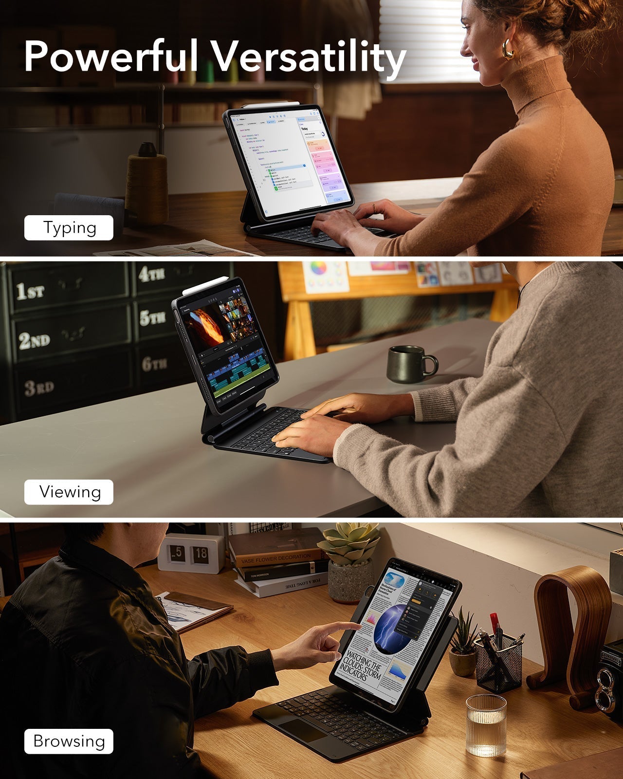 iPad Air 13" (M4, 2026) Bundle Rebound Magnet-Tastaturhülle 360° & Displayschutz-powerful versatility