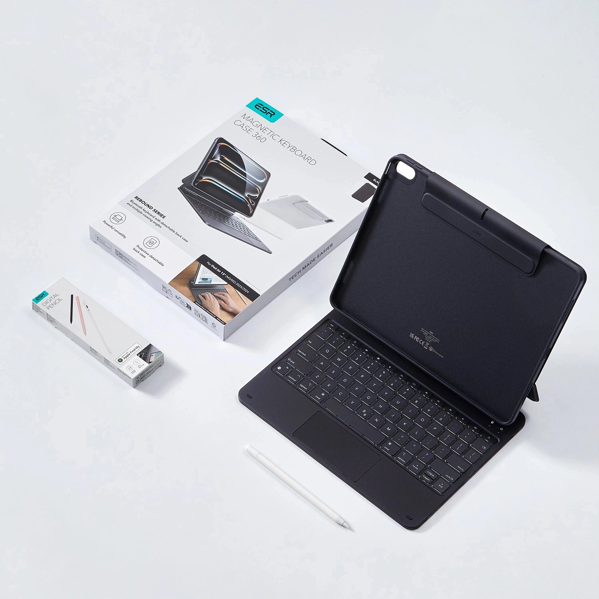 iPad Air 13" (M4, 2026) Bundle Rebound Magnet-Tastaturhülle 360° & Digital Pencil-DE Layout-Schwarz ESR ESR