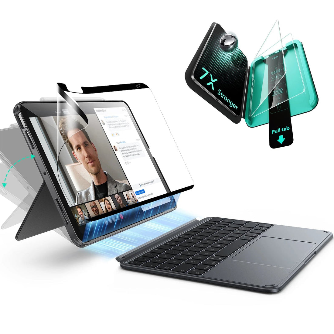 iPad Air 13" (M4, 2026) Bundle Rebound Magnet-Tastaturhülle 360° + Armorite & Paper-Feel Displayschutz