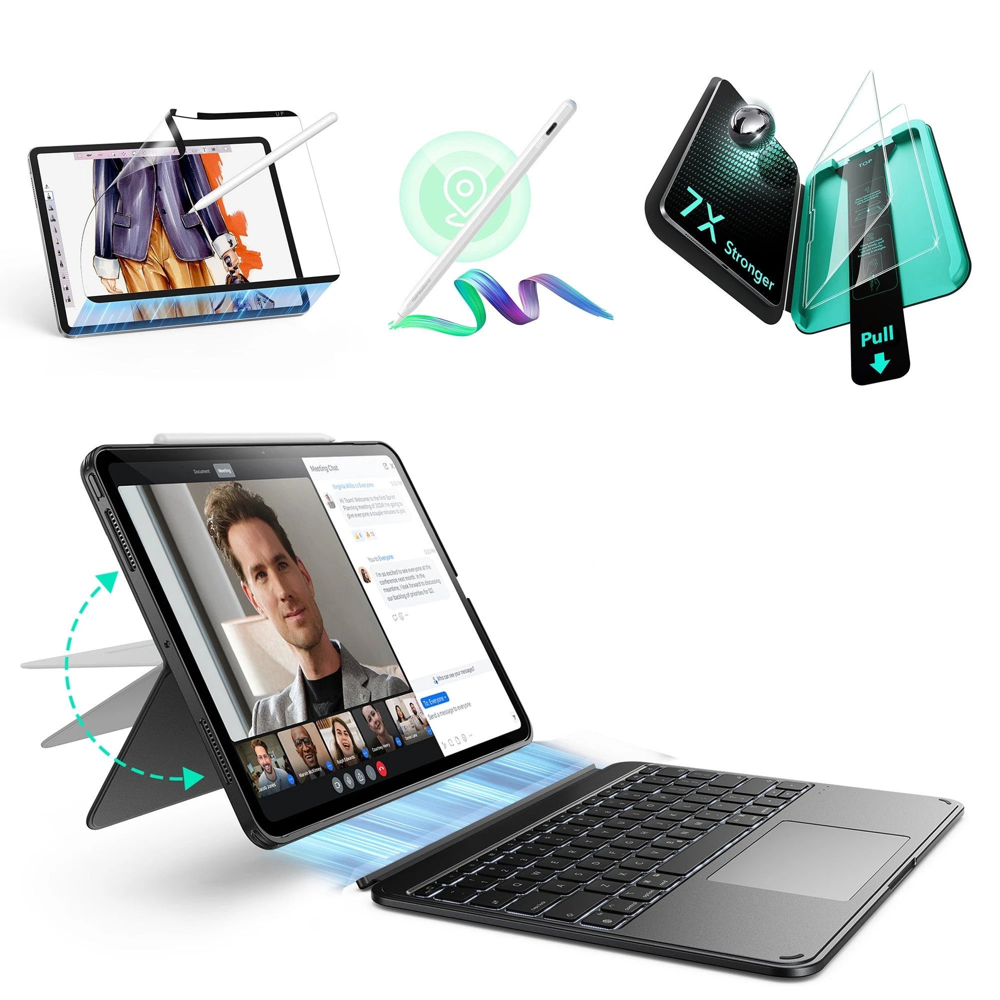 iPad Pro 13" (2025) Bundle Shift Keyboard Case, Geo Digital Pencil, and Screen Protectors - US Layout - Dark Gray ESR ESR