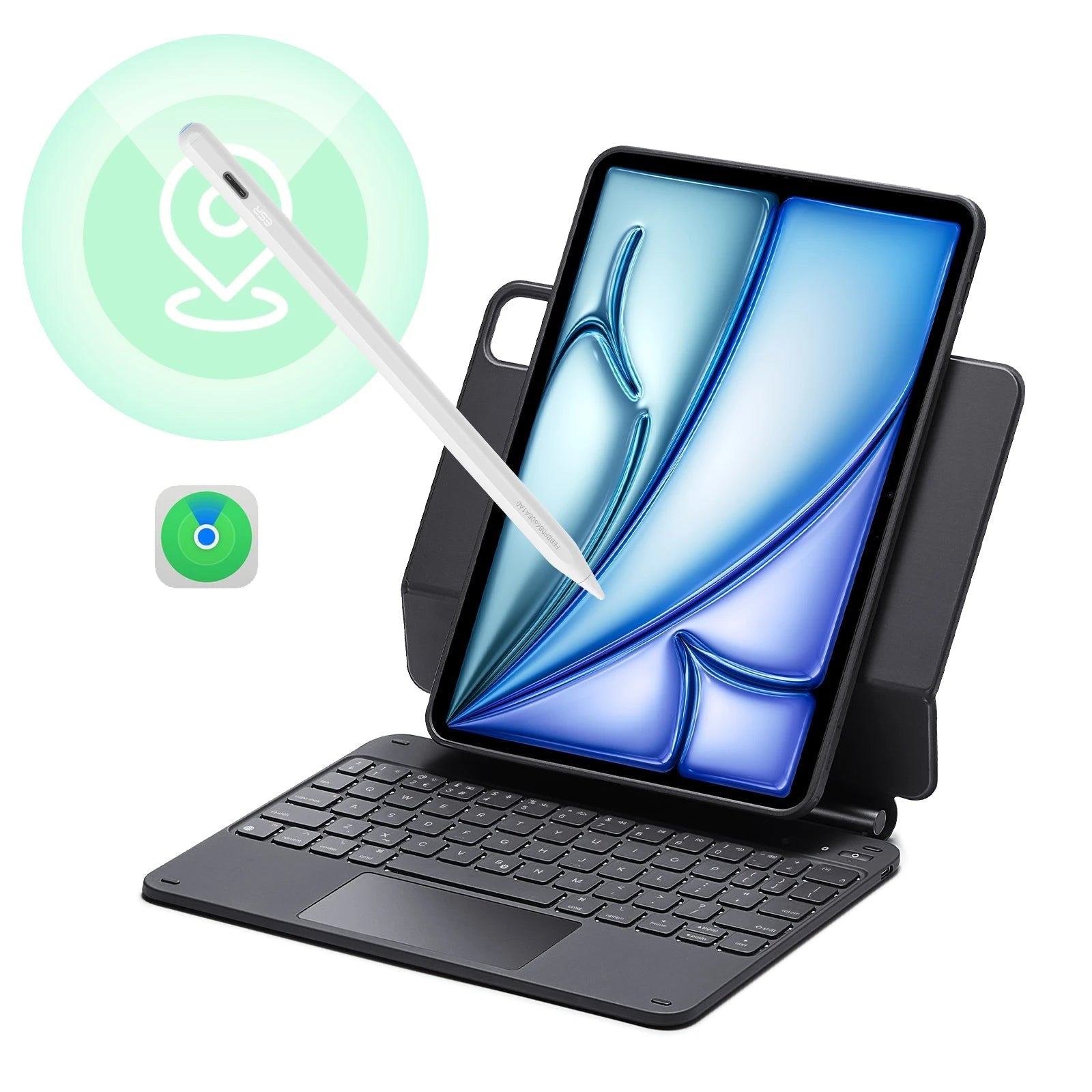 iPad Air 11â€?(2025) Rebound Magnetische Tastatur Hülle 360 Pencil Bündel - DE Layout-Black ESR ESR