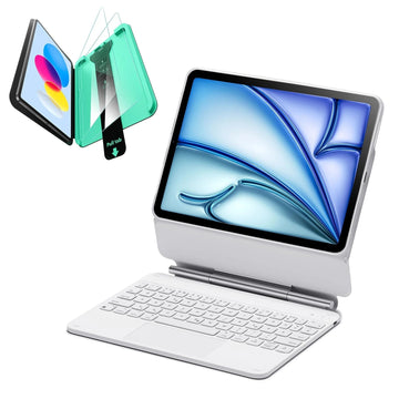 iPad Air 11â€?(2025) Rebound Magnetische Tastaturhülle 360 Schutz Bündel-DE Layout-White ESR ESR