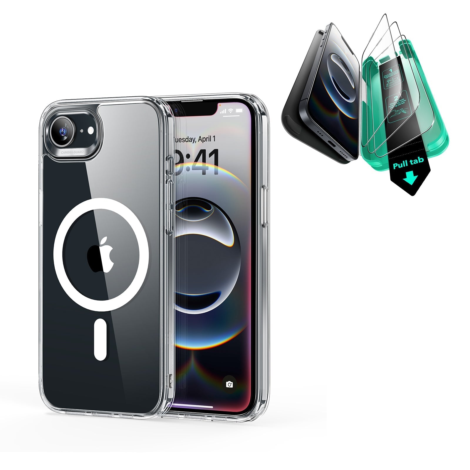 iPhone 16e HaloLock Classic Hybrid Case Protection Bundle - Clear ESR
