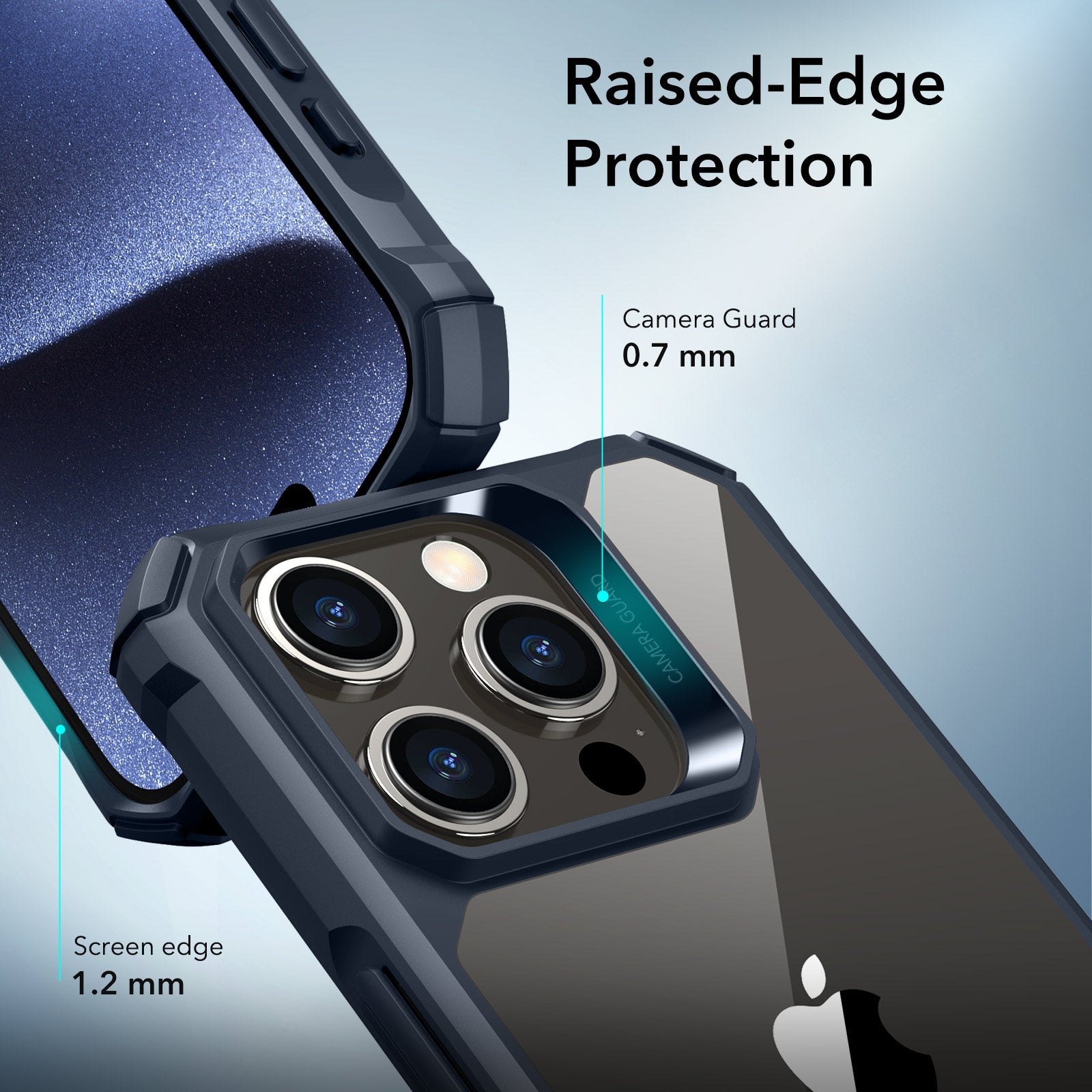 iPhone 15 Pro Air Armor Clear Case - Clear Dark Blue ESR