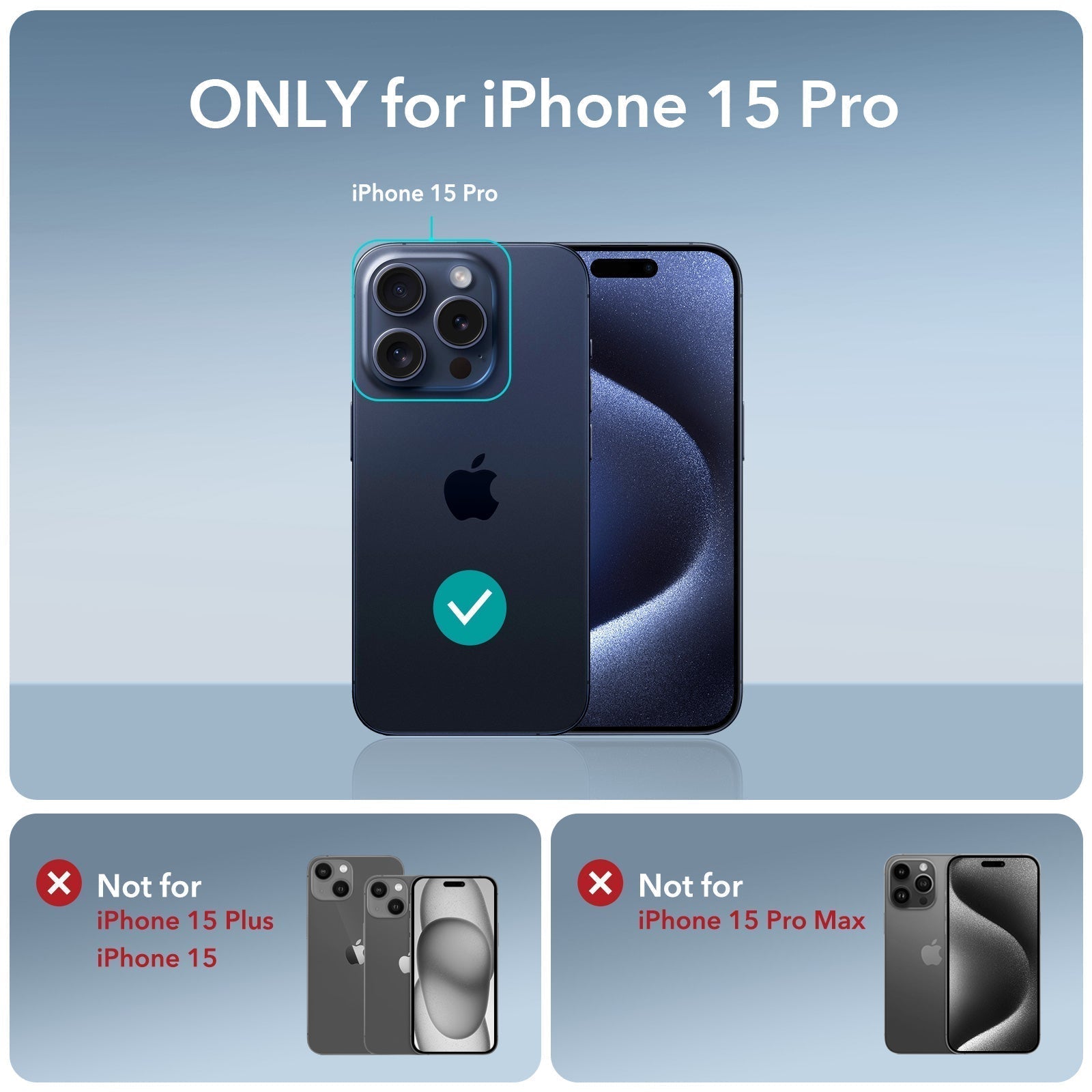 iPhone 15 Pro Air Armor Clear Case Set (HaloLock) - Clear Dark Blue ESR