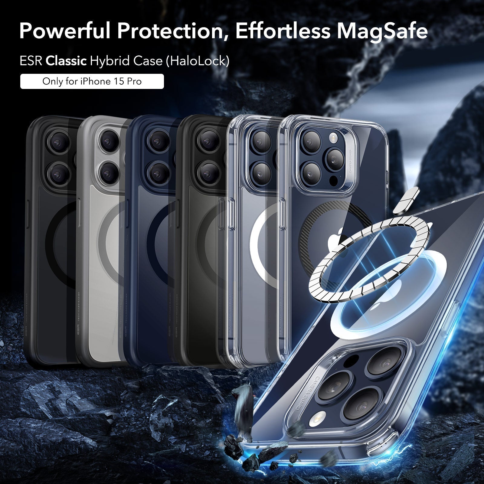 iPhone 15 Pro Classic Hybrid Case (HaloLock) - Frosted Clear ESR