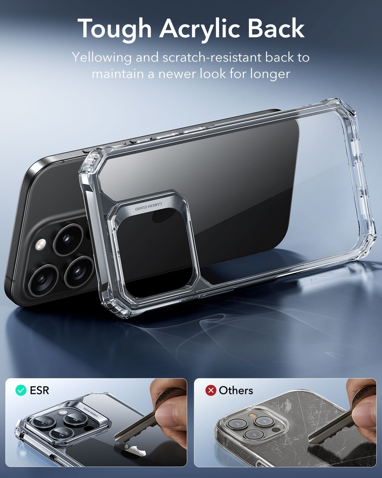 iPhone 15 Pro Max Air Armor Clear Case - Clear Dark Blue ESR