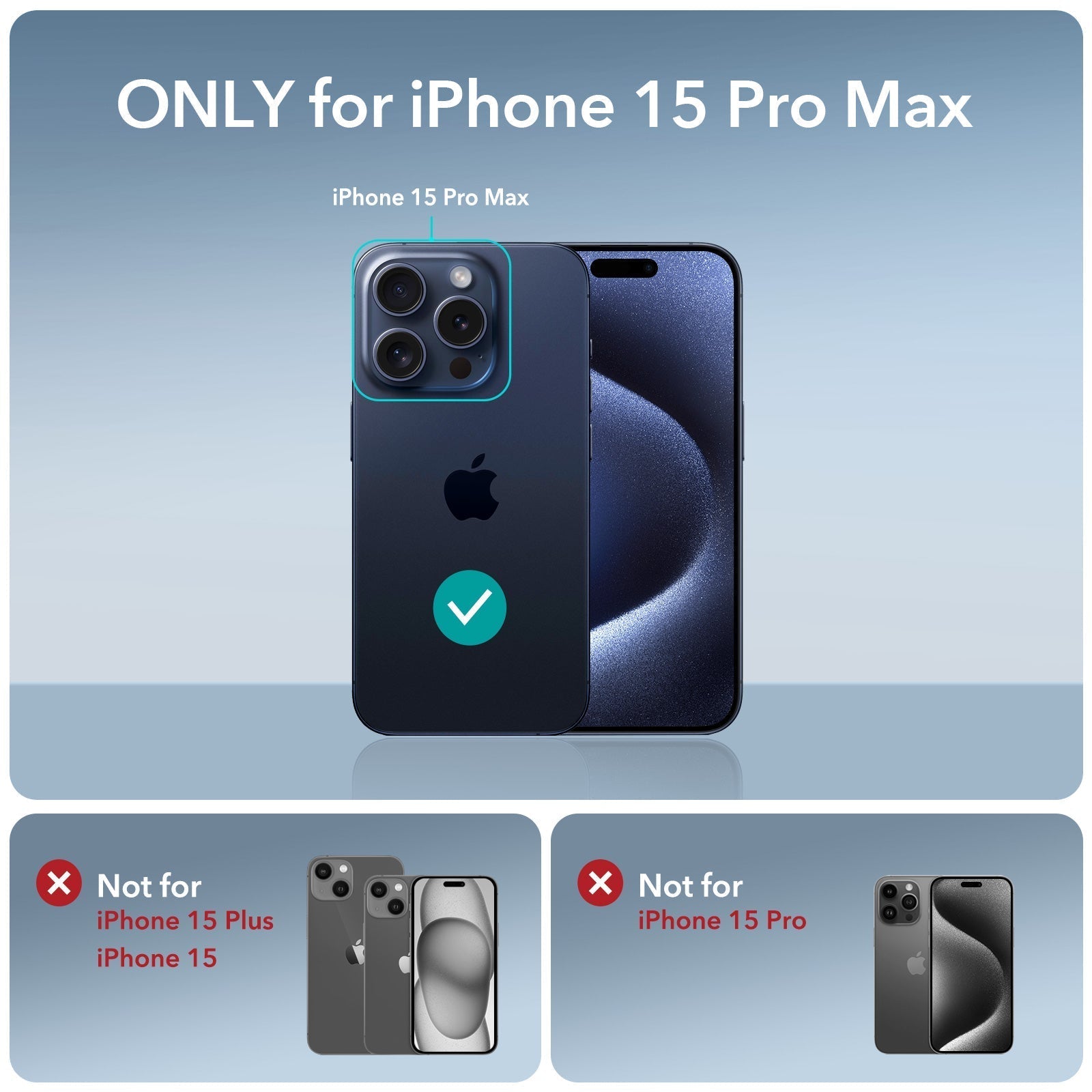 iPhone 15 Pro Max Air Armor Clear Case Set (HaloLock) - Clear Dark Blue ESR