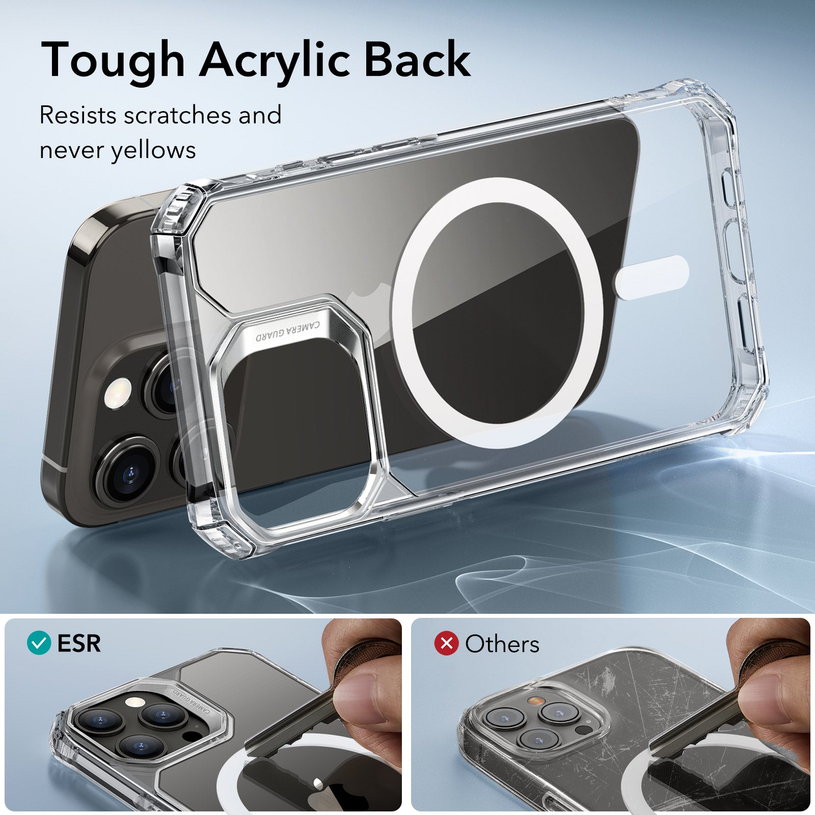 iPhone 15 Pro Max Air Armor Clear Case Set (HaloLock) - Clear Dark Blue ESR