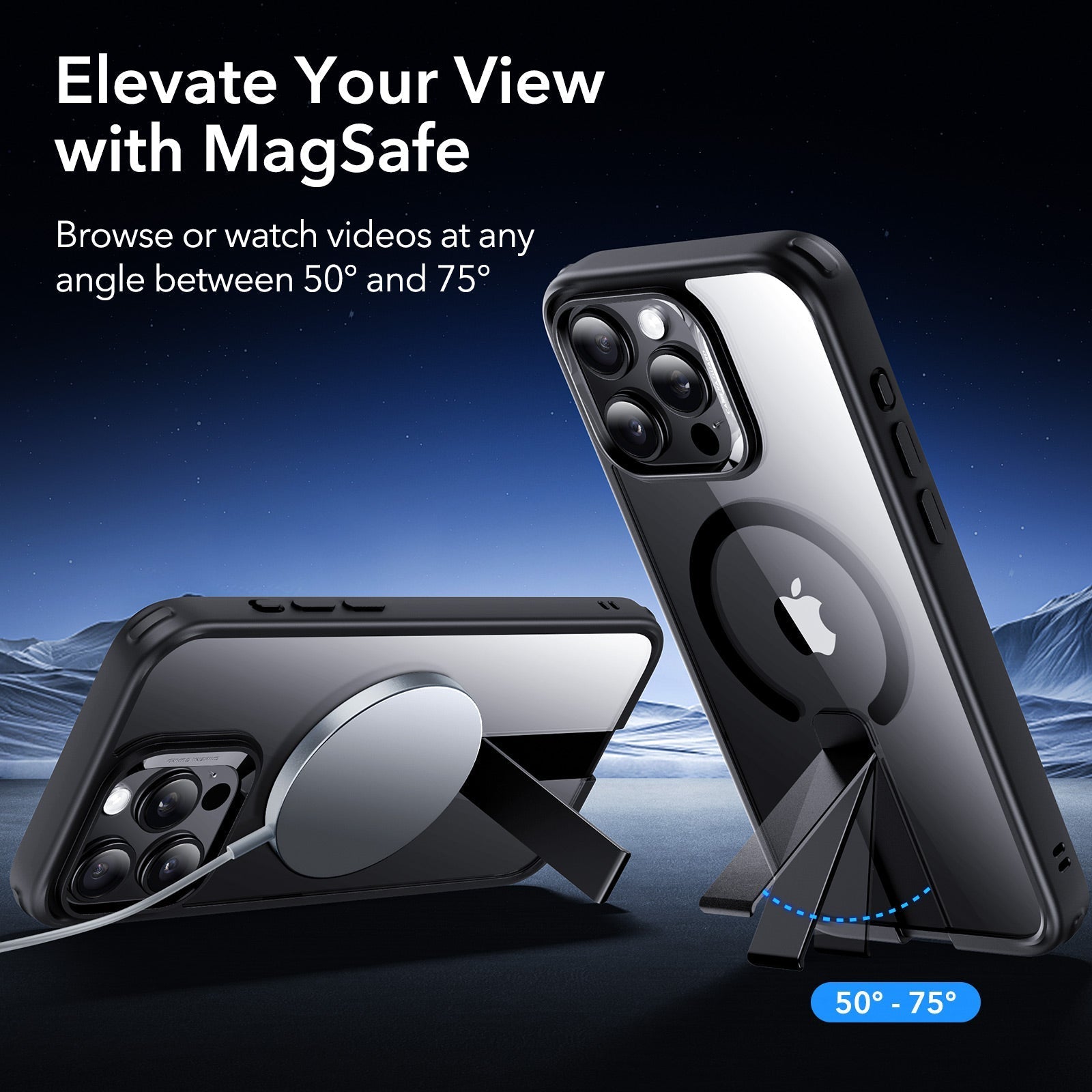 iPhone 15 Pro Max Boost Flickstand Case (HaloLock) - Clear Black ESR