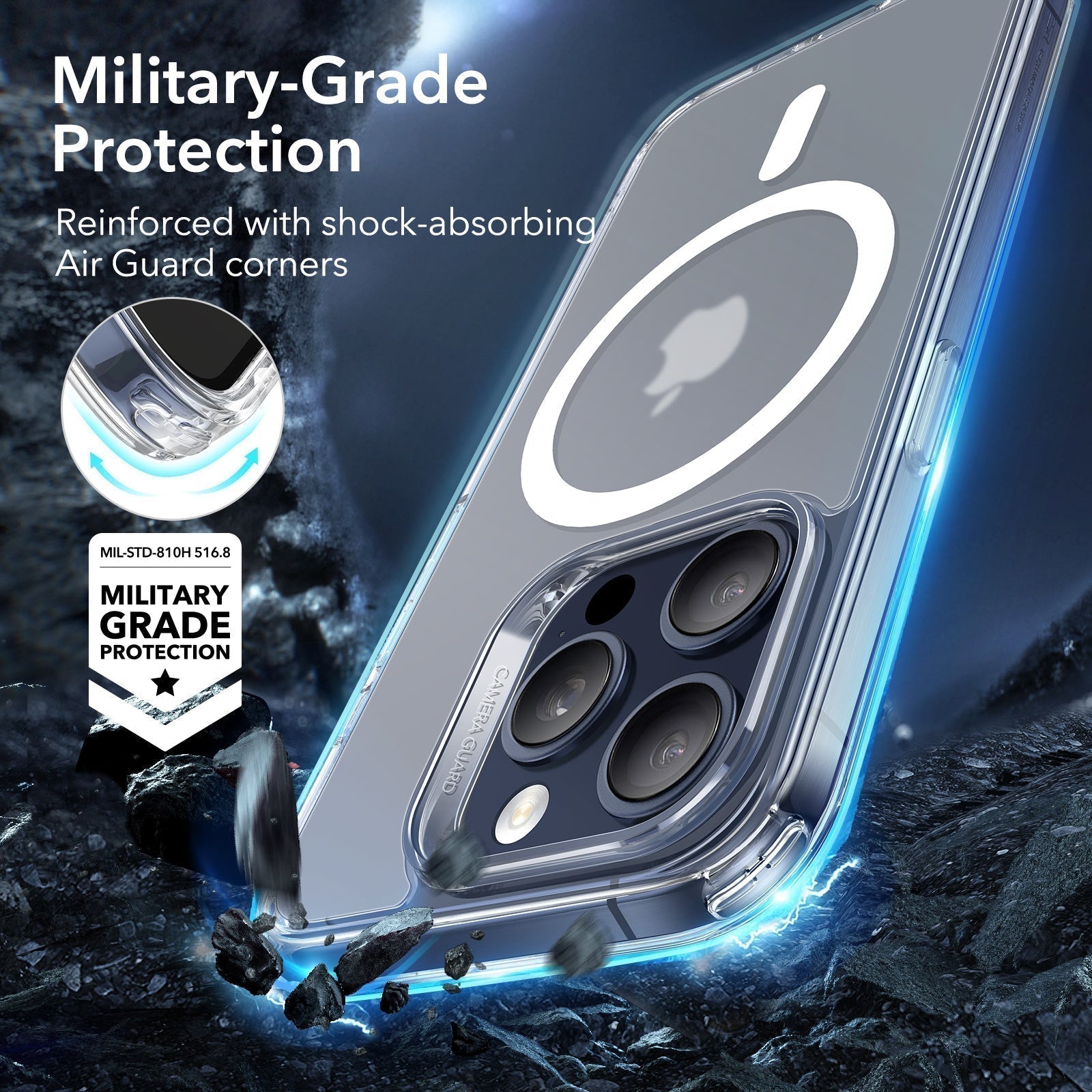 iPhone 15 Pro Max Classic Hybrid Case (HaloLock) - Frosted Clear ESR