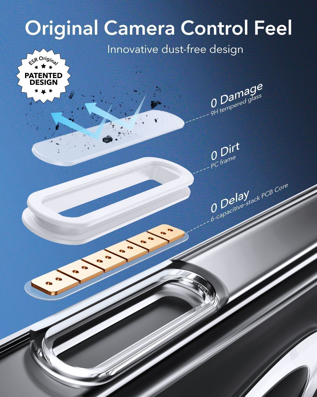 iPhone 16 Pro HaloLock Classic Hybrid Case (Camera Control) - Clear Shimmer ESR