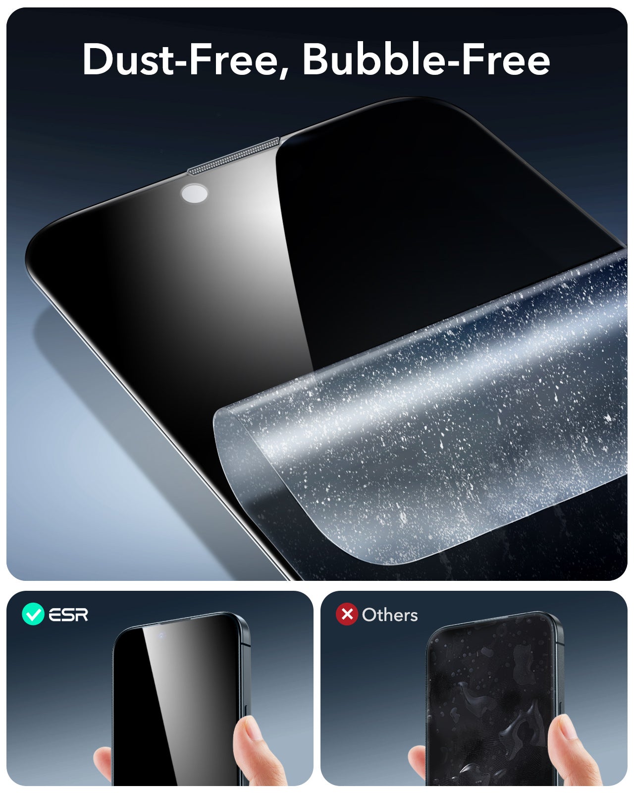 iPhone 16e HaloLock Classic Hybrid Case Privacy Protection Bundle - Frosted Black ESR