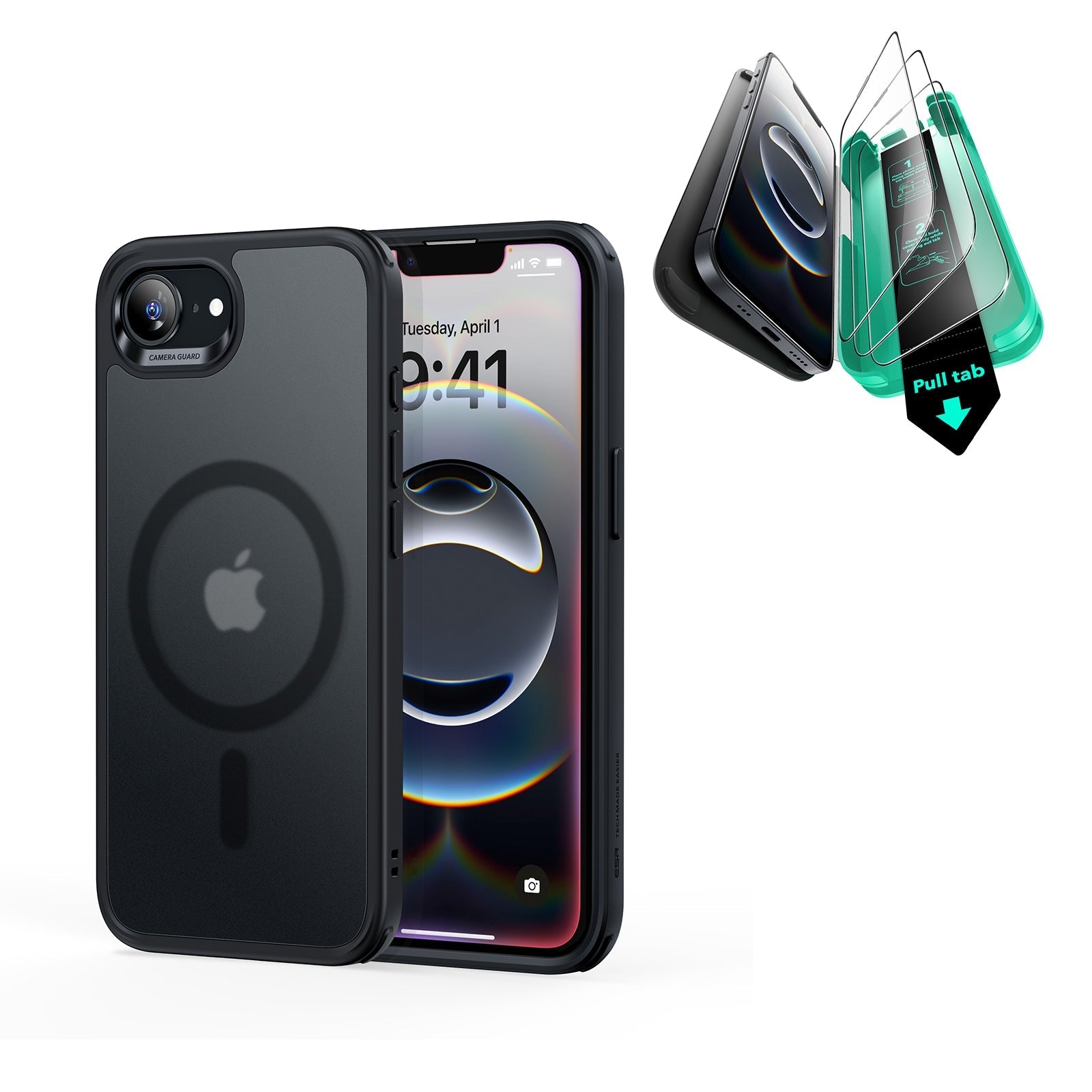 iPhone 16e HaloLock Classic Hybrid Case Protection Bundle - Frosted Black ESR